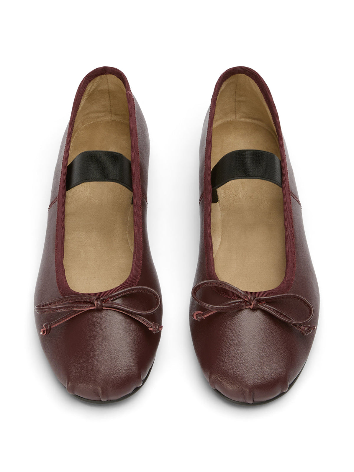Burgundy Round-Toe Front Bow Mary Jane Stylish Ballet Flats