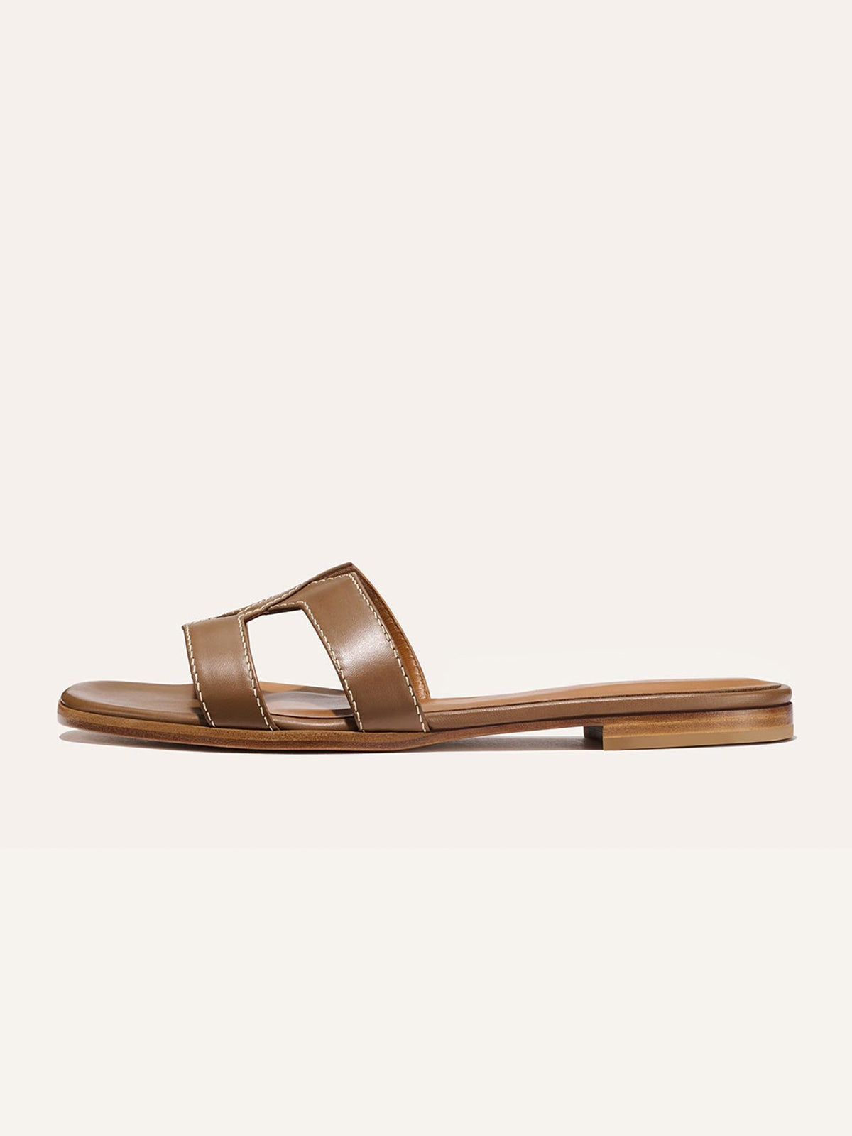 Coffee Square-Toe Stylish Backless Sandals Flats
