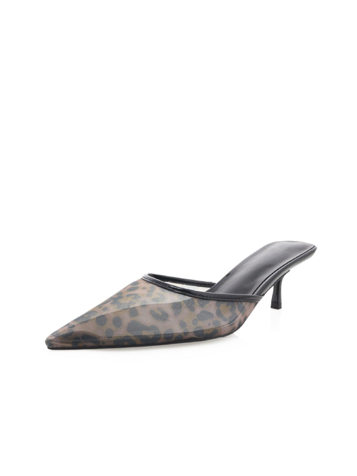 Leopard Mesh Pointed-Toe Simple Slip-On Classic Kitten Heels