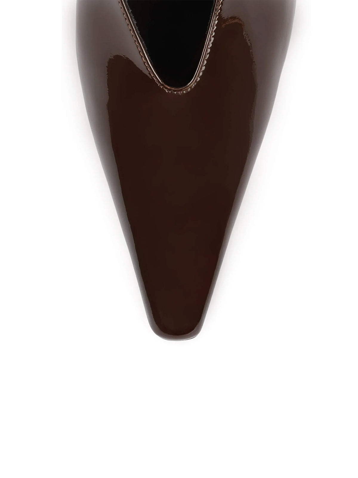 Coffee Patent Pointed-Toe Thick Slingback High Heels Pumps