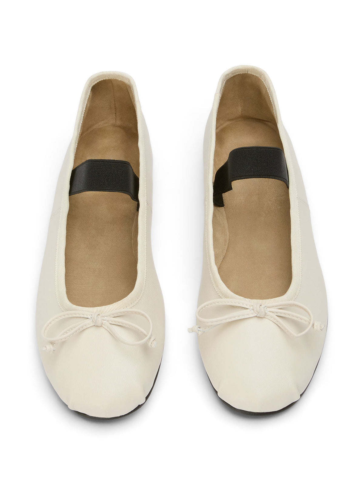 Ivory Round-Toe Front Bow Mary Jane Stylish Ballet Flats