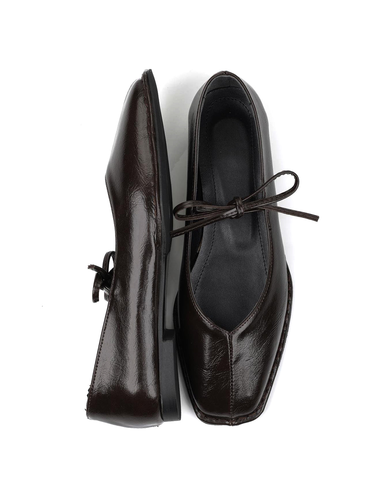 Burgundy Square-Toe Classic Bridge Strap Slip-On Stylish Flats