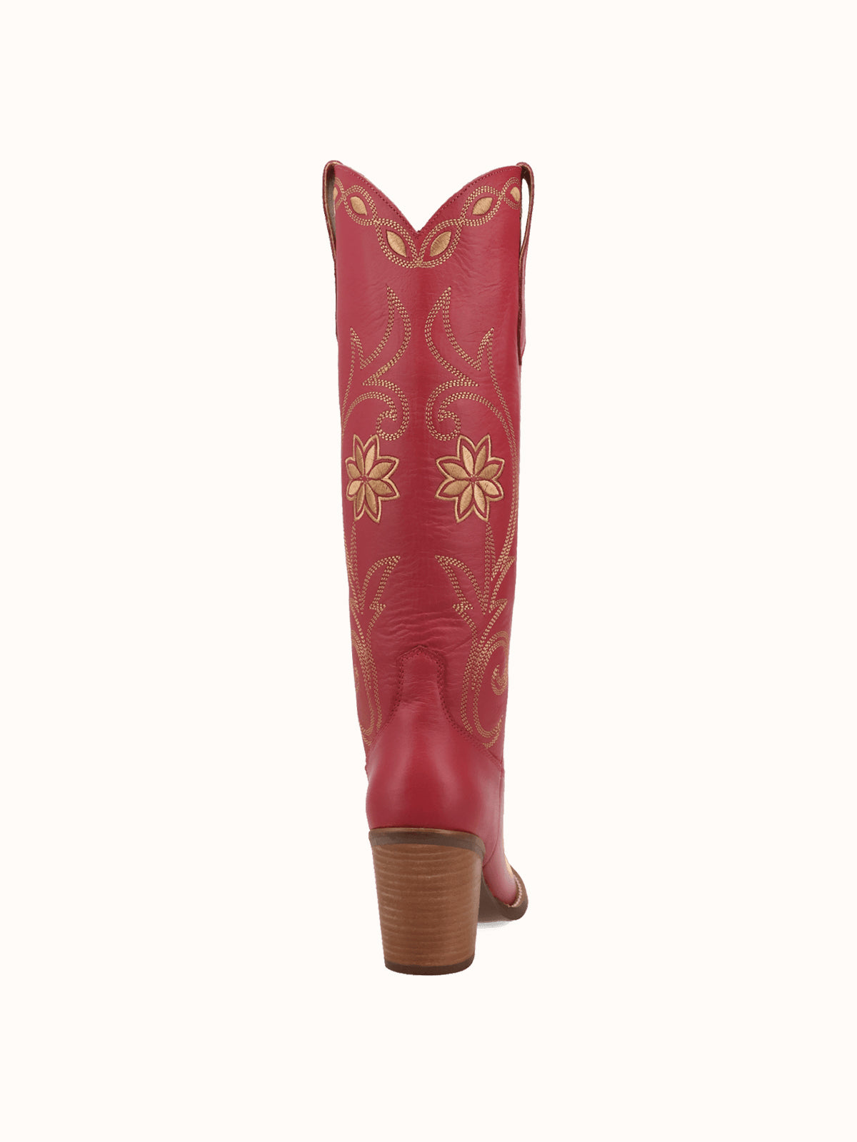 Snip-Toe Flowers And Chic Embroidery Wide Calf Knee High Cowgirl Boots - Pink