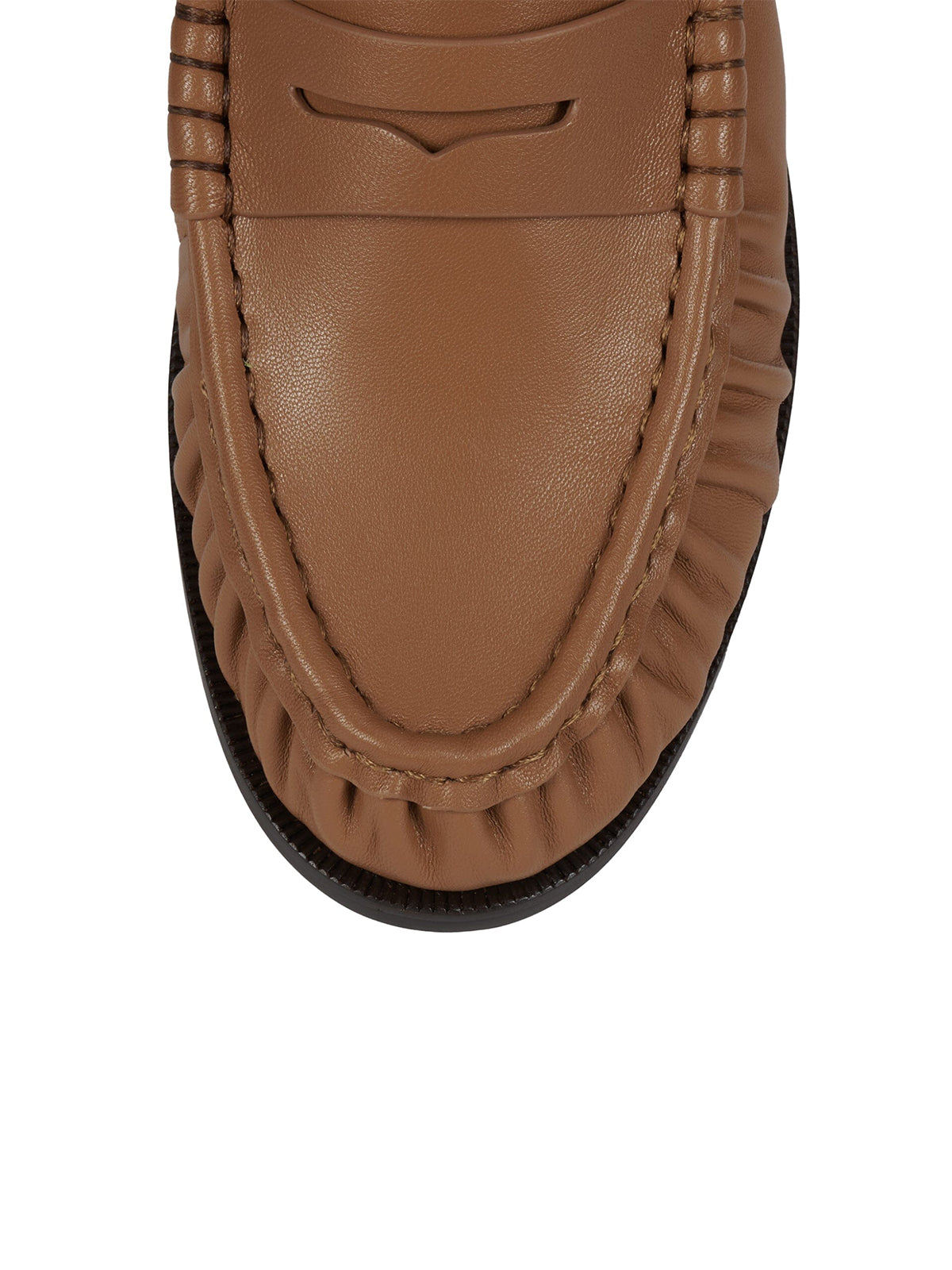 Round-Toe Backless Slip-On Loafer Mule Flats - Tan