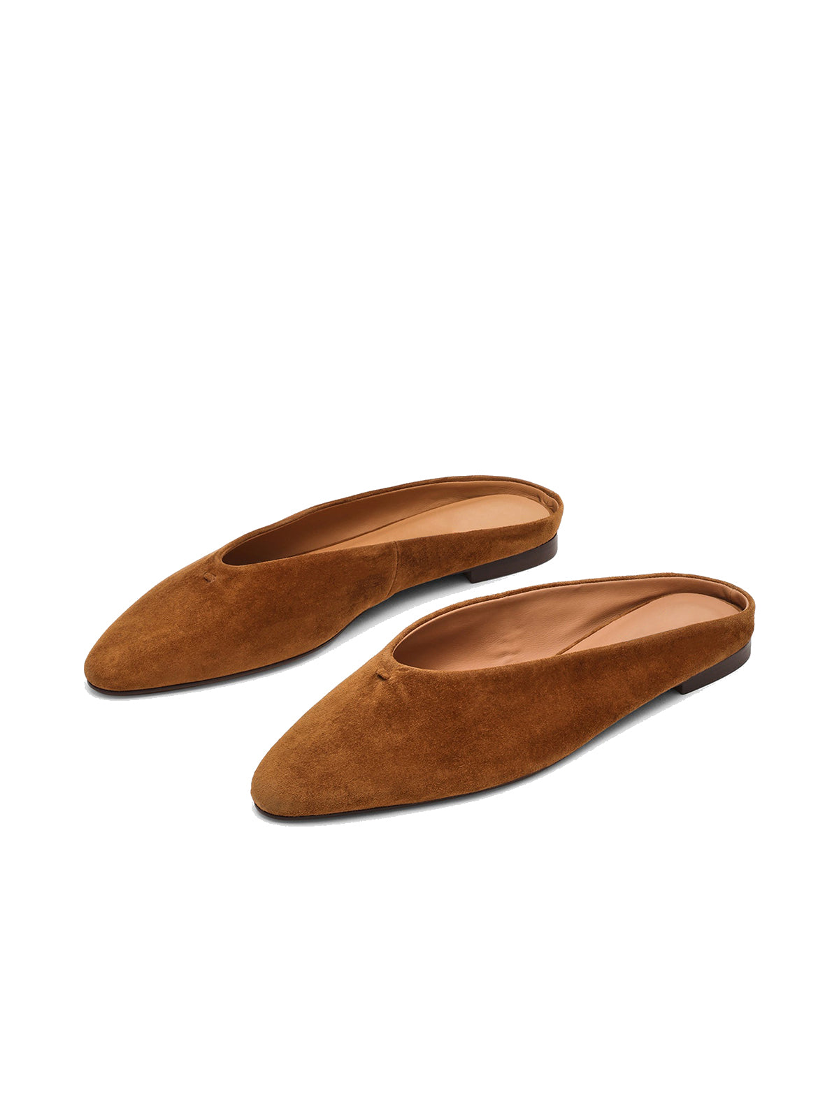 Brown Almond-Toe Slip-On Simple Backless Flats