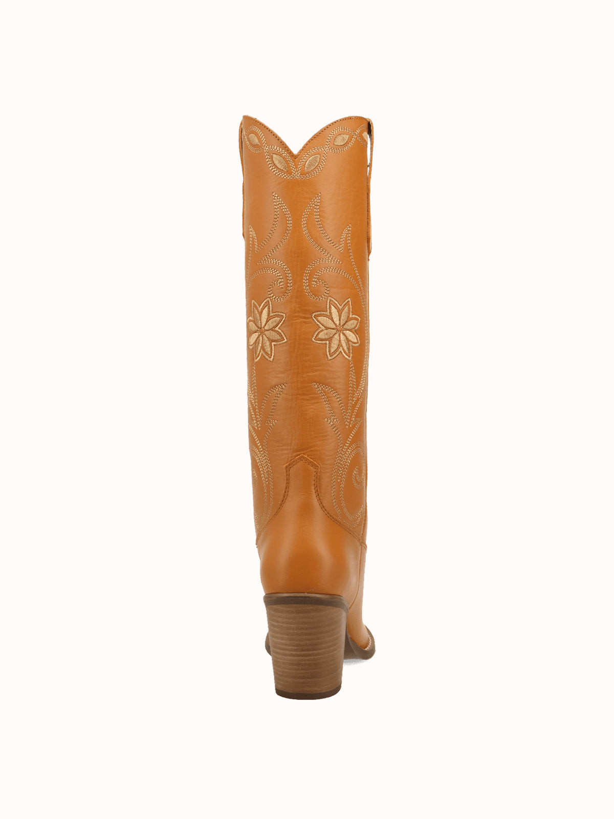 Snip-Toe Flowers And Chic Embroidery Wide Calf Knee High Cowgirl Boots - Orange