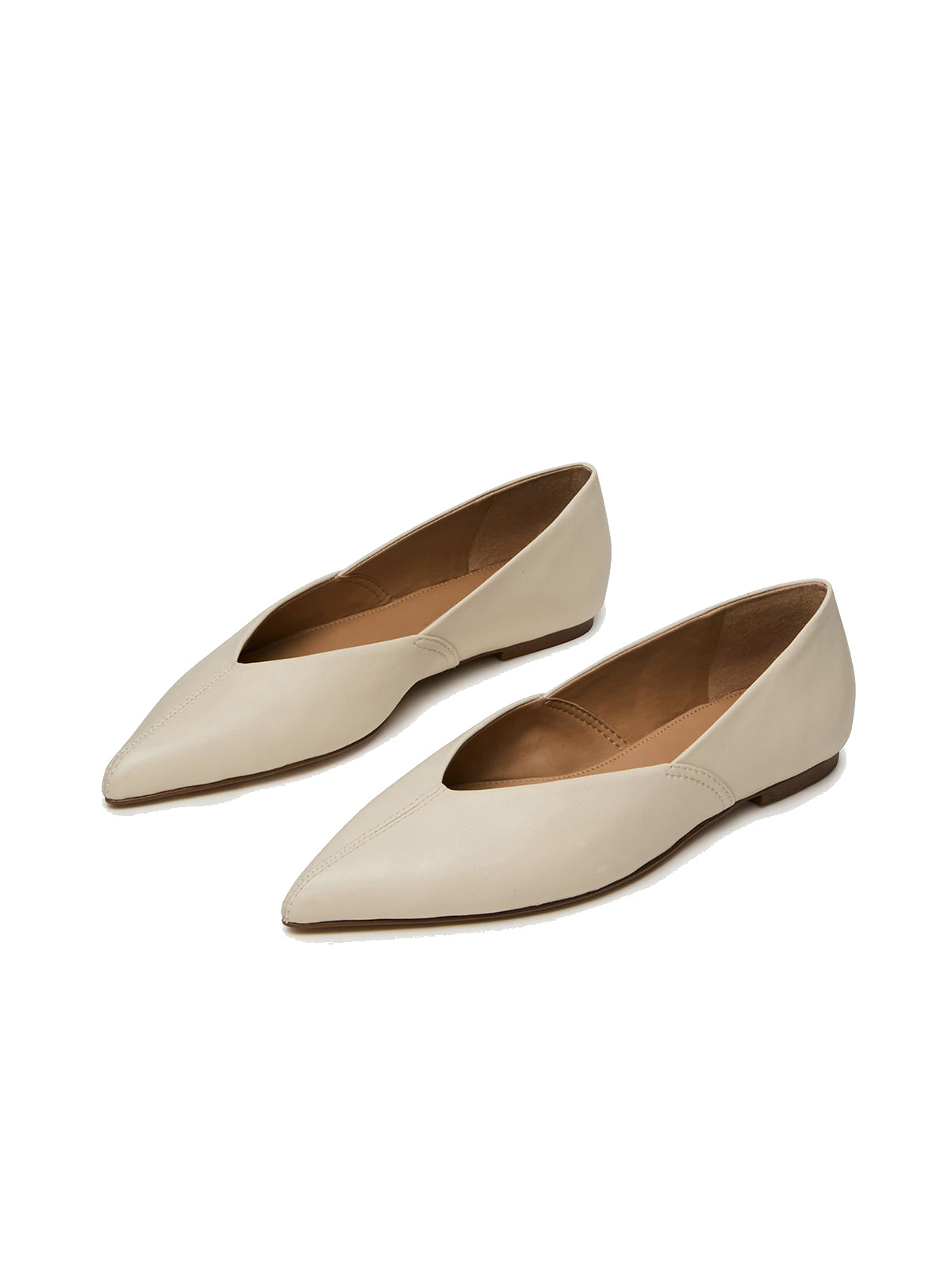 Bone Pointed-Toe Slip-On Simple Chic Flats