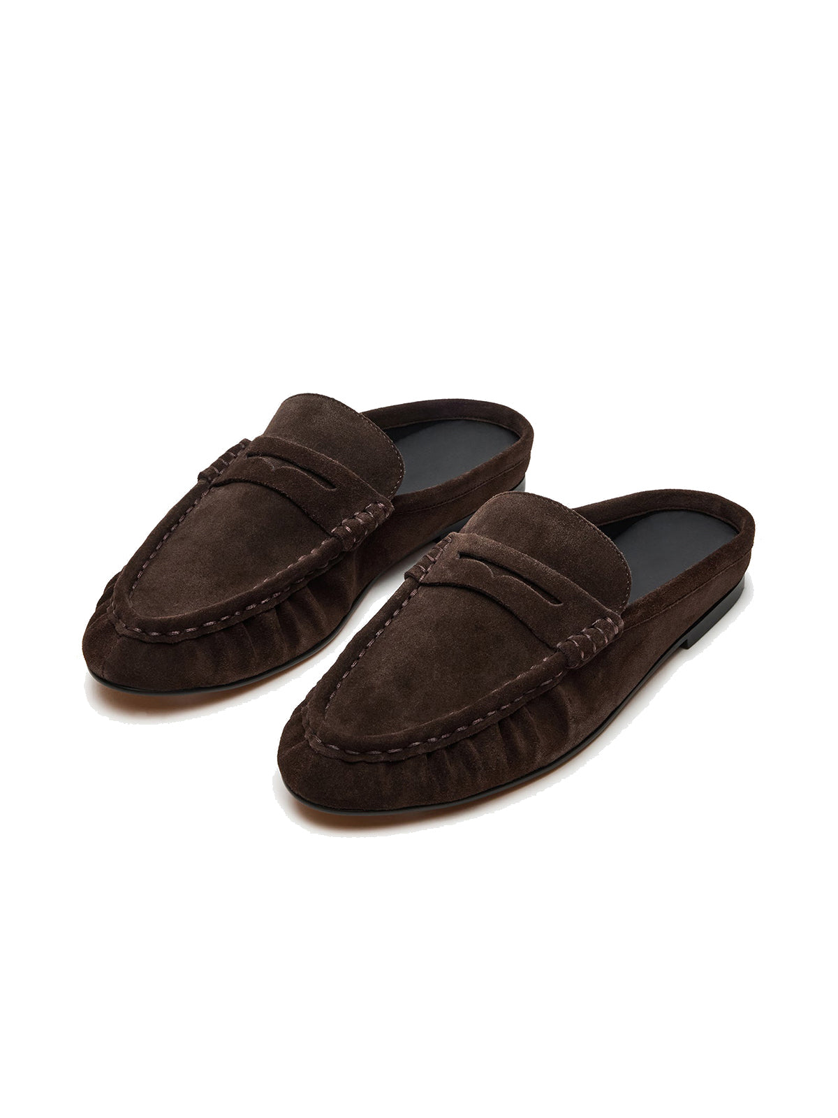 Coffee Faux Suede Round-Toe Stylish Slip-On Flats