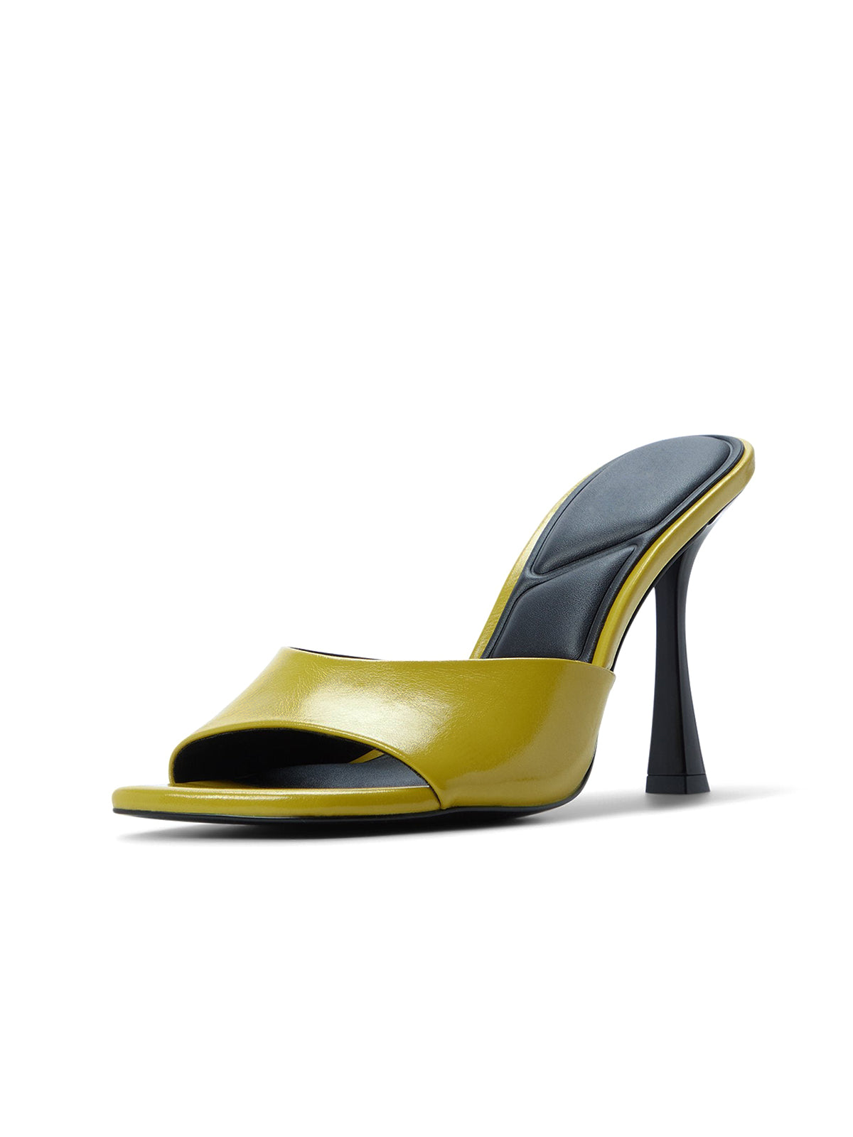 Lime Green Open Square-Toe Backless High Heels