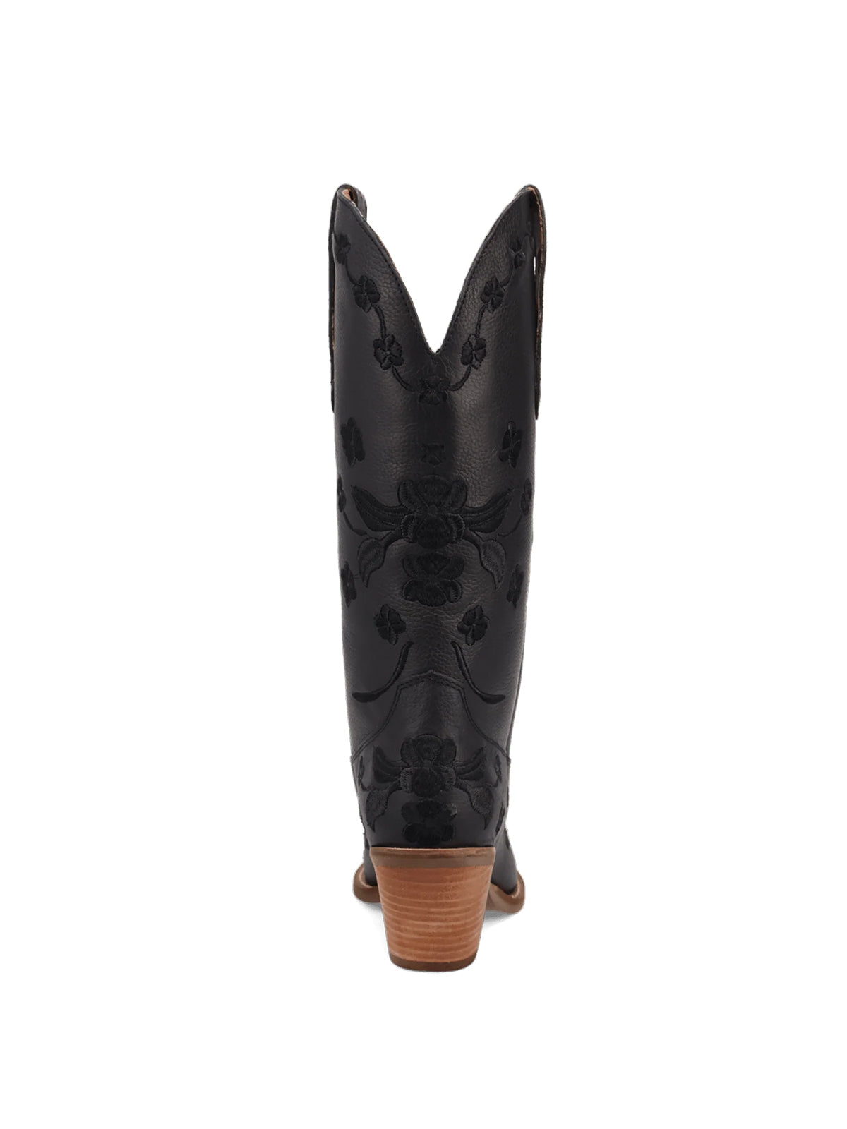 Flowers Embroidery Snip-Toe Mid Calf Cowgirl Boots - Black