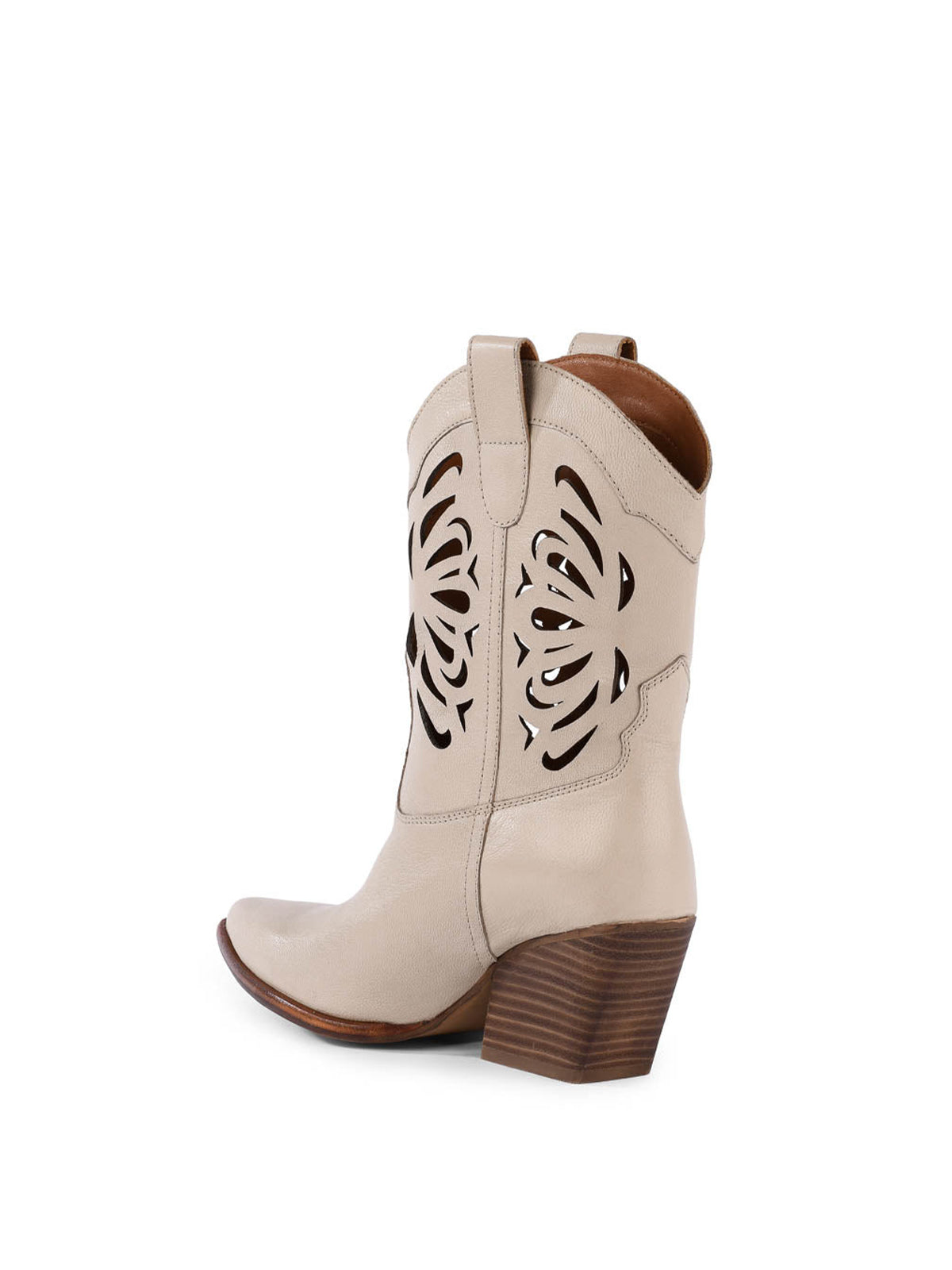 Off White Faux Suede Pointed-Toe Chic Cutout Ankle Cowgirl Boots