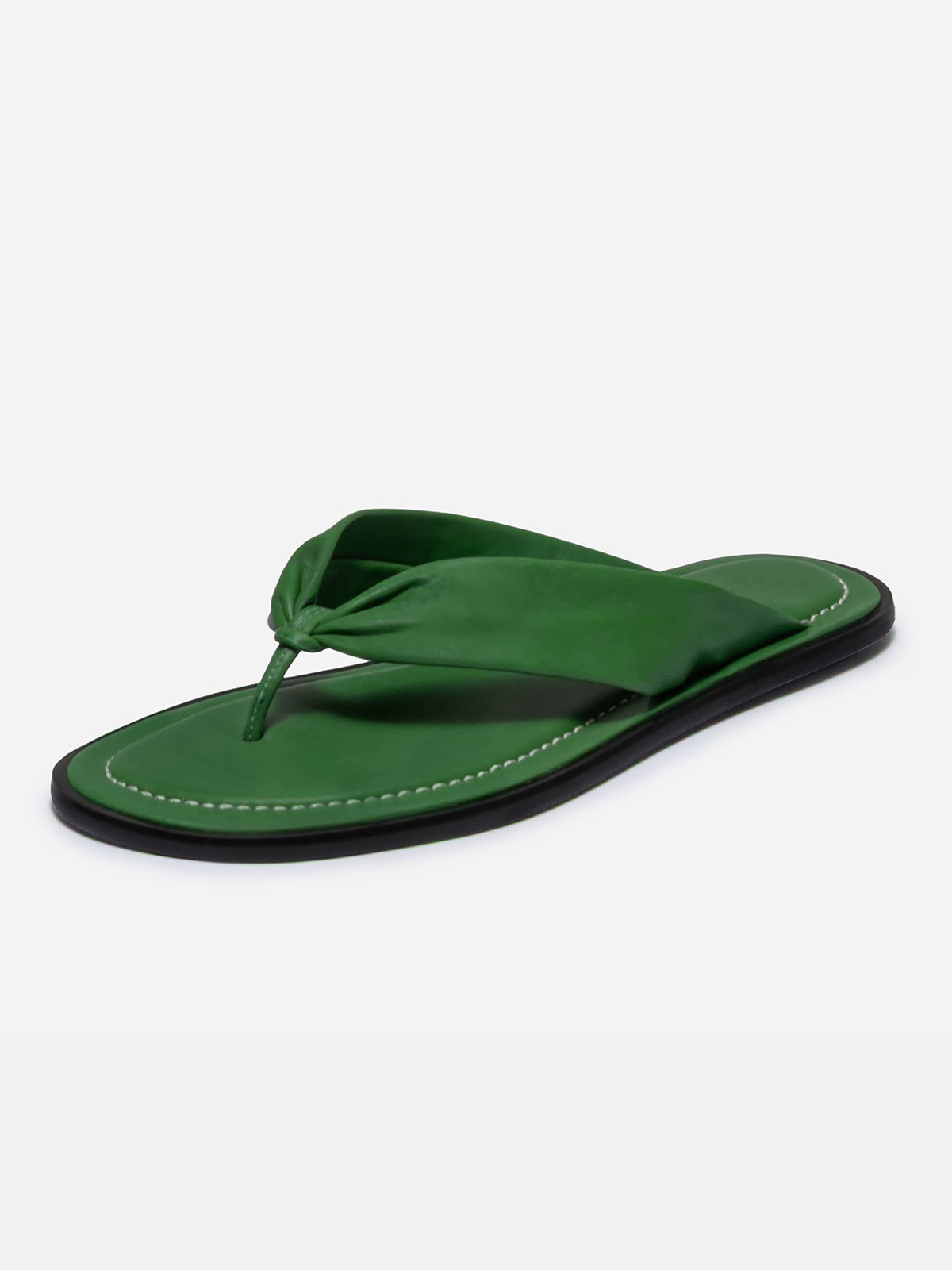 Green Round-Toe Strap Flip-Flop Flats