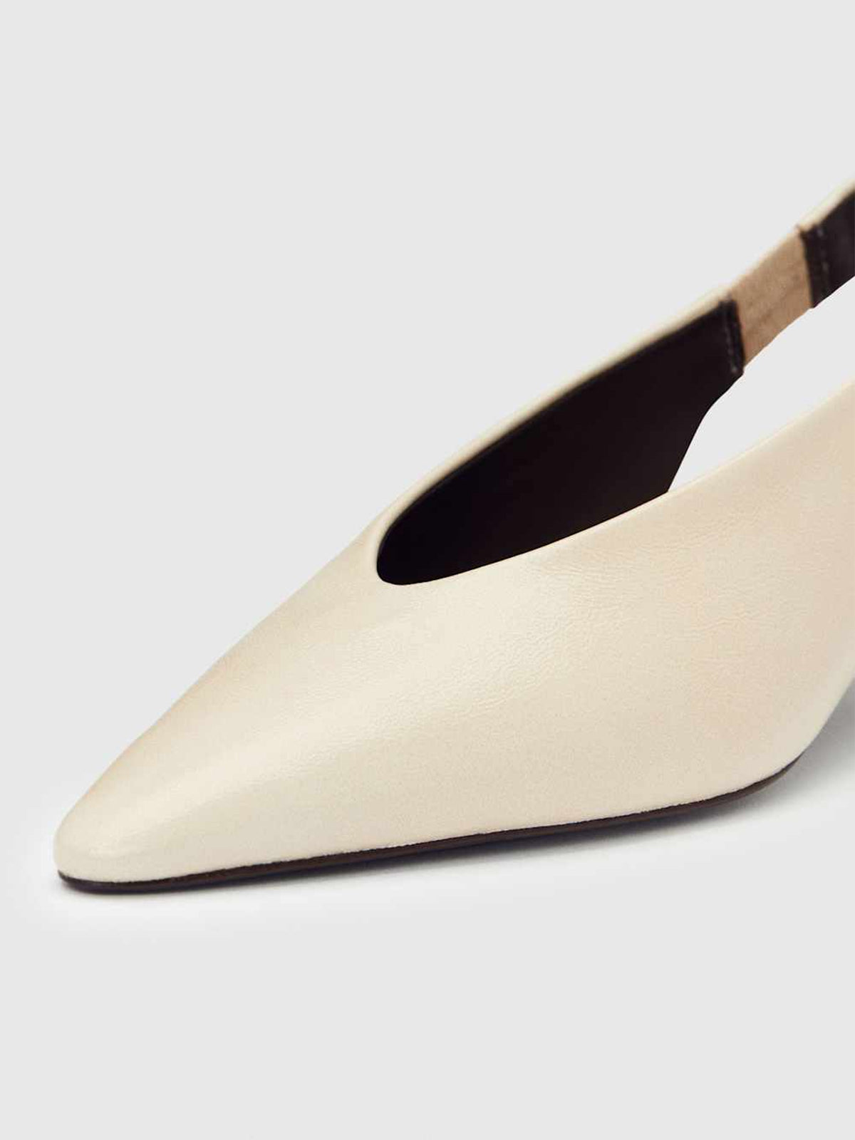 Bone Pointed-Toe Slingback Simple Kitten Heels