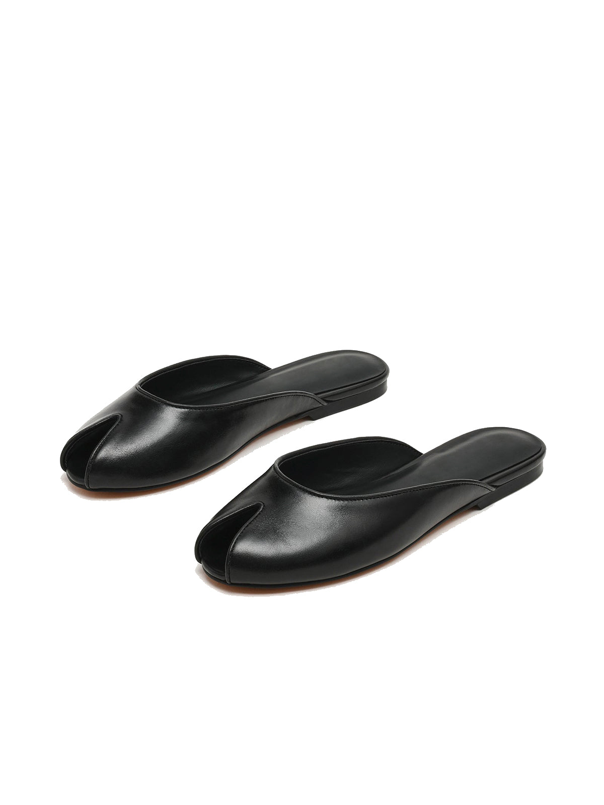 Black Peep Round-Toe Slip-On Chic Mules Flats