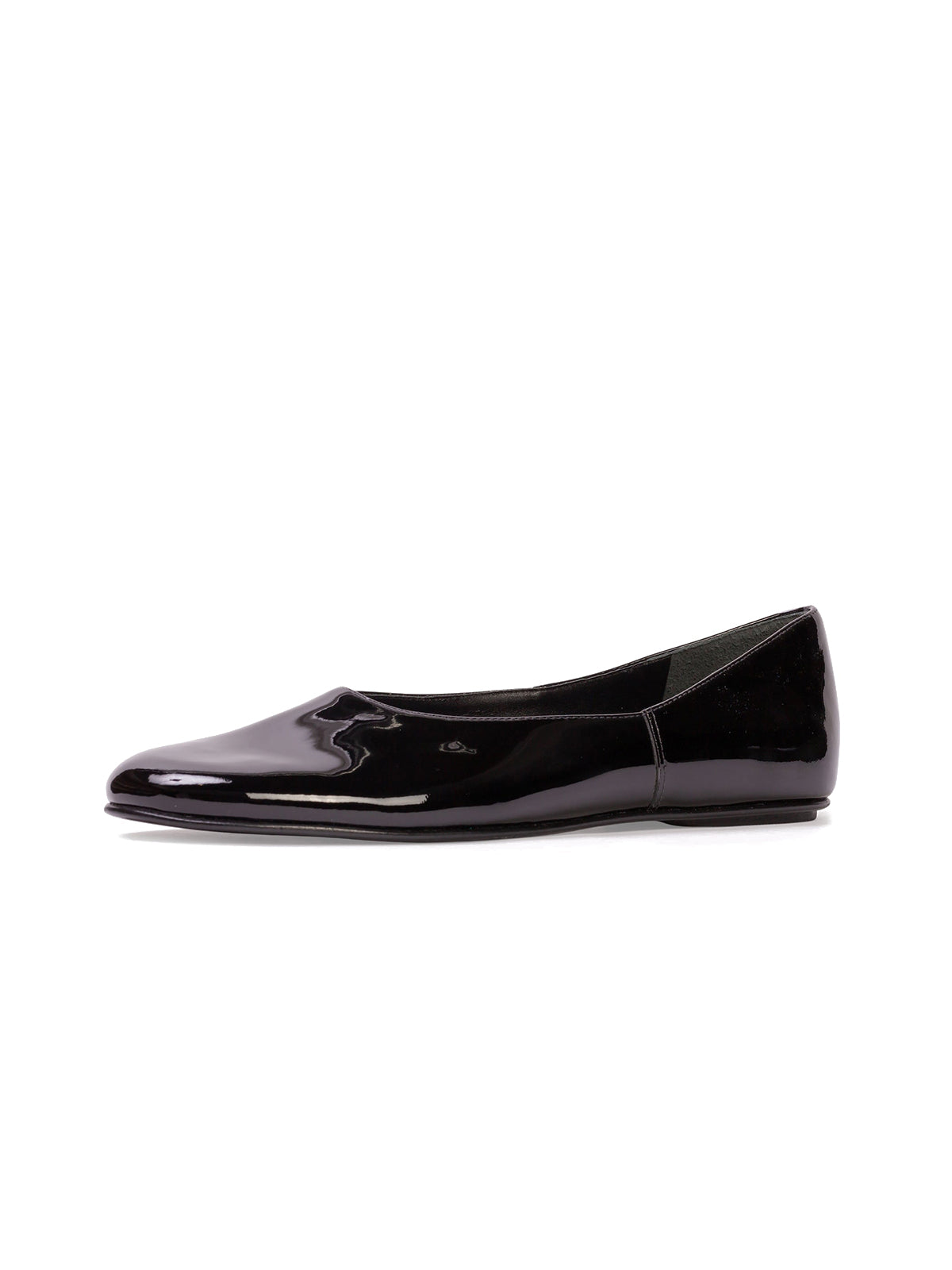 Patent Black Round-Toe Slip-On Ballet Flats