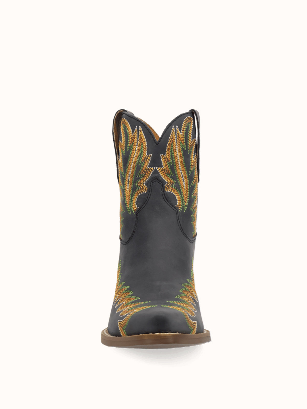 Black Snip-Toe Chic Flame Embroidery Sleek Ankle Cowgirl Boots