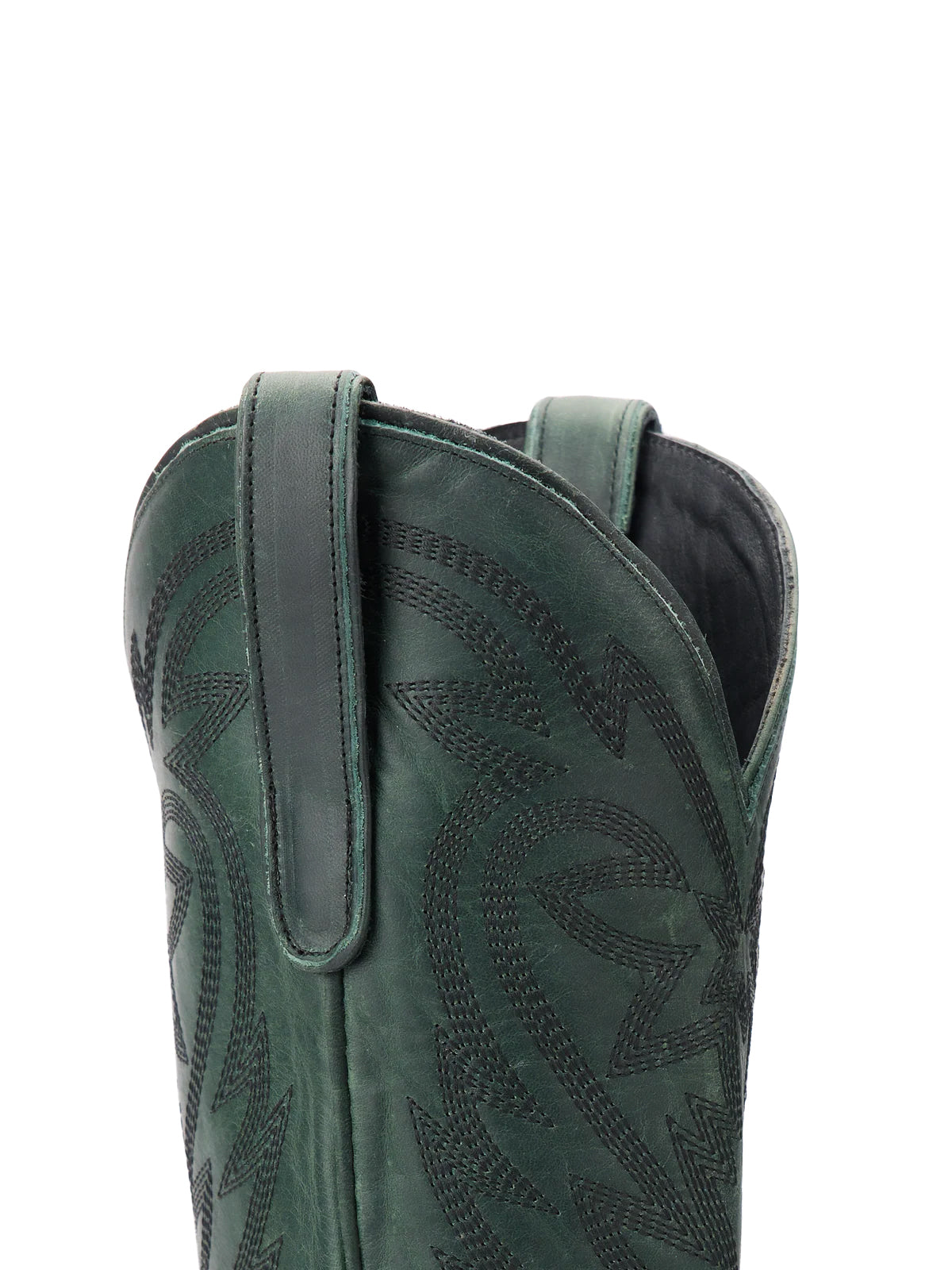 Western Snip-Toe Embroidery Classic Knee High Half-Zip Cowgirl Boots - Green