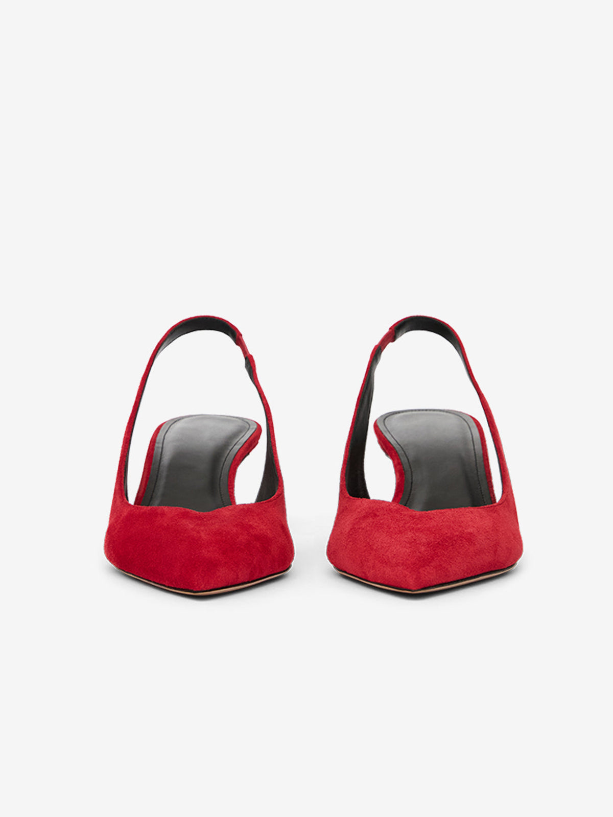 Red Faux Suede Pointed-Toe Classic Slingback Kitten Heels