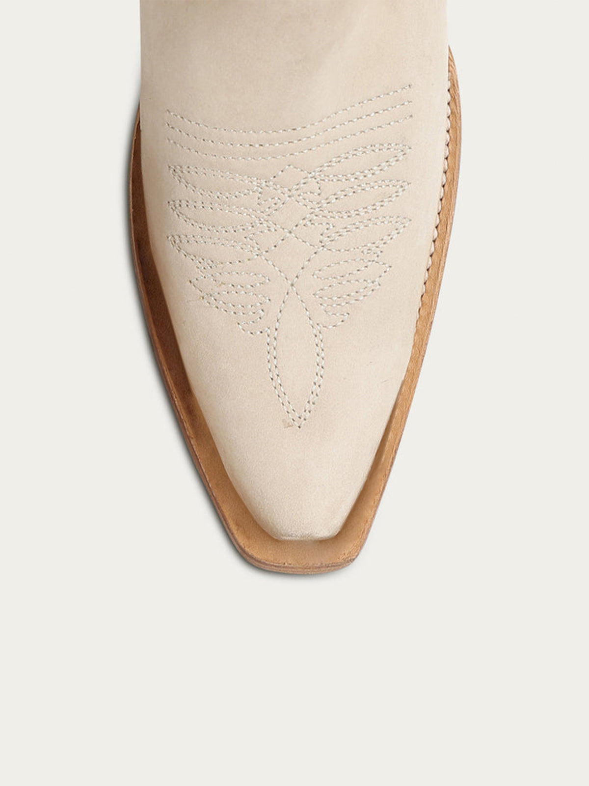 Bone Snip-Toe Embroidery Side Woven Detail Full-Zip Knee High Cowgirl Boots