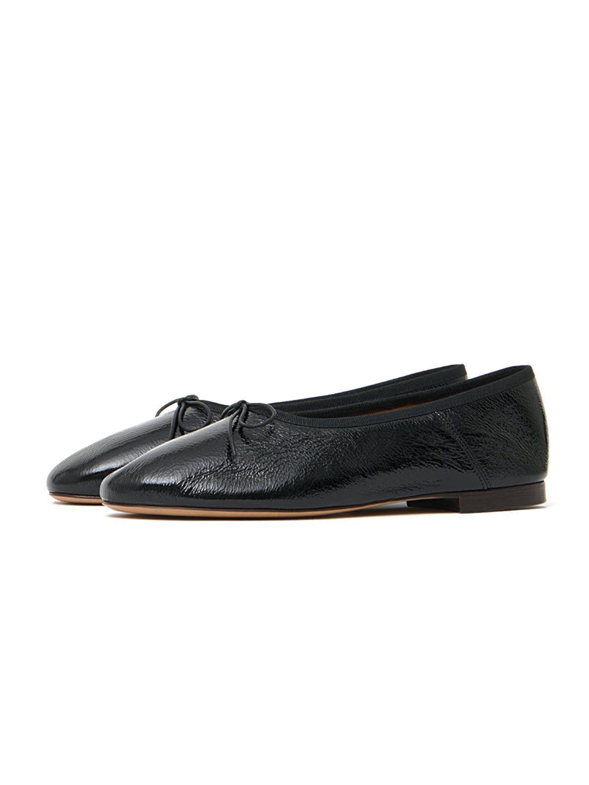 Patent Black Round-Toe Front Chic Bow Slip-On Ballet Flats