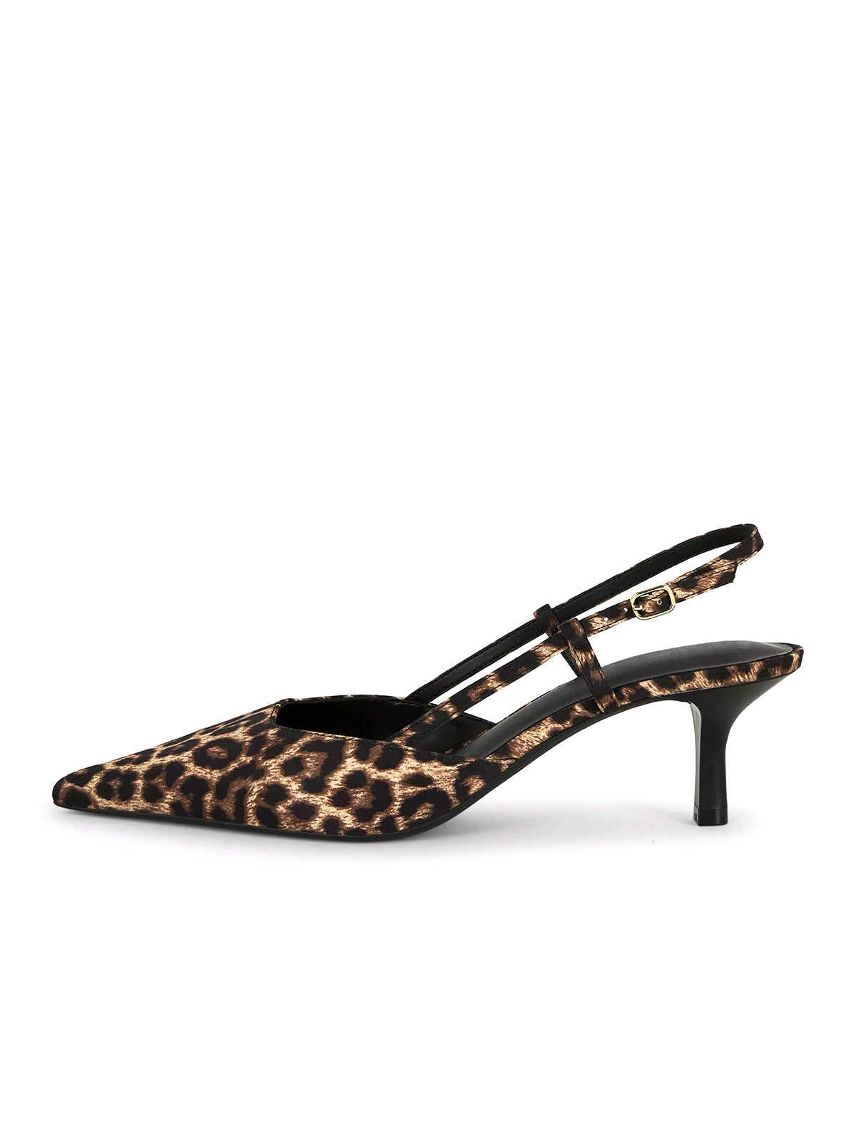 Leopard Faux Suede Pointed-Toe Slingback Kitten Heels