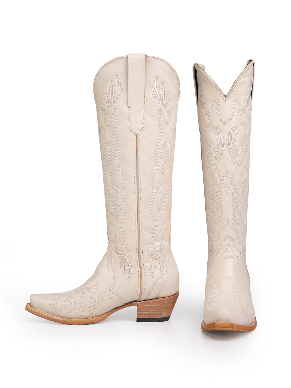Bone Western Snip-Toe Wide Calf Knee High Cowgirl Boots