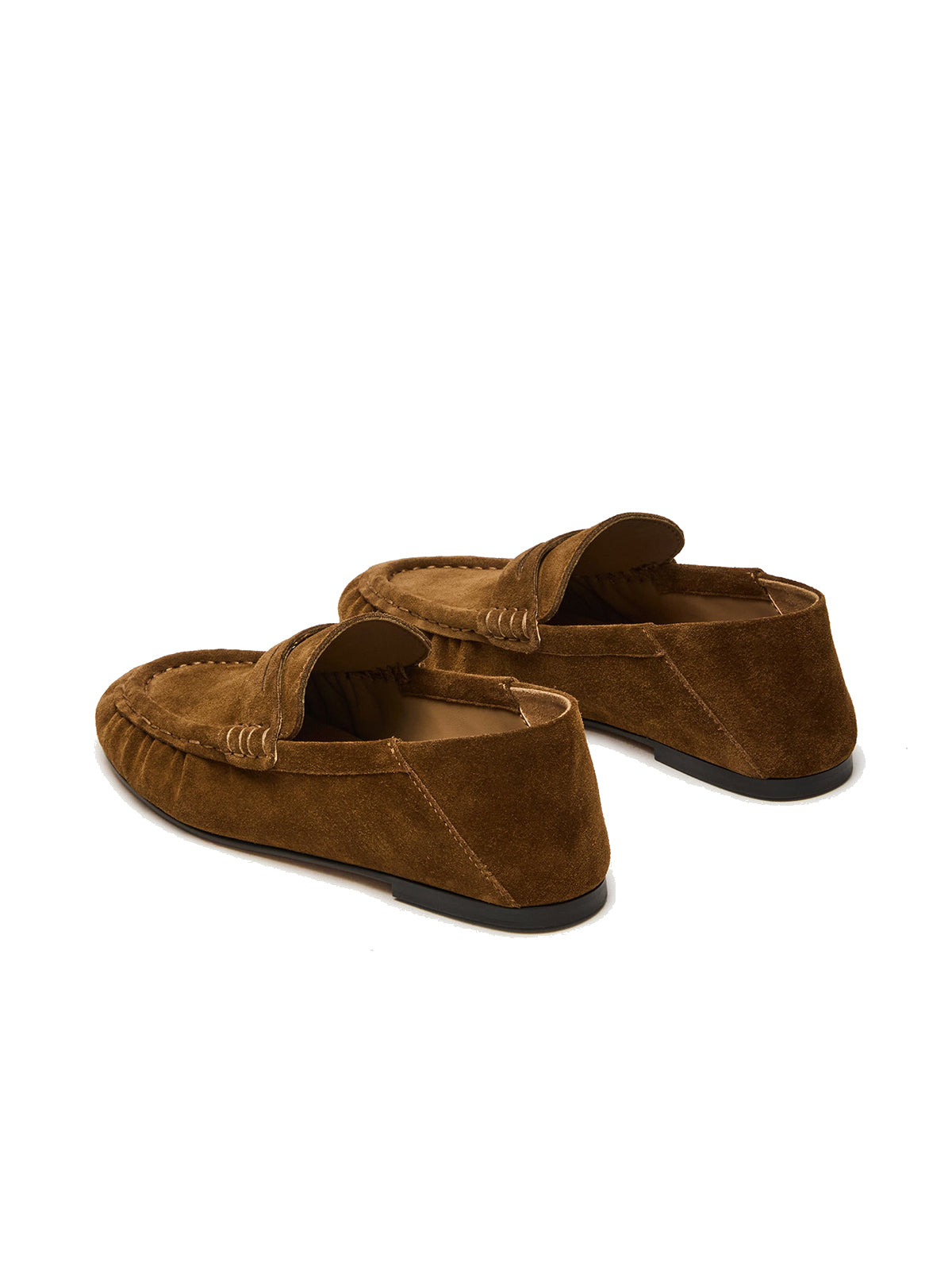 Brown Faux Suede Round-Toe Stylish Slip-On Loafers Flats
