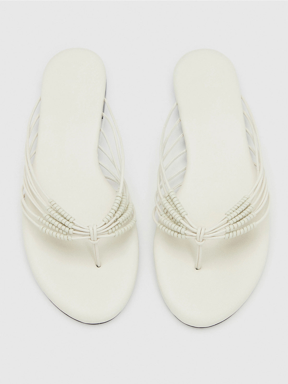 White Round-Toe Strappy Chic Sandals Flats