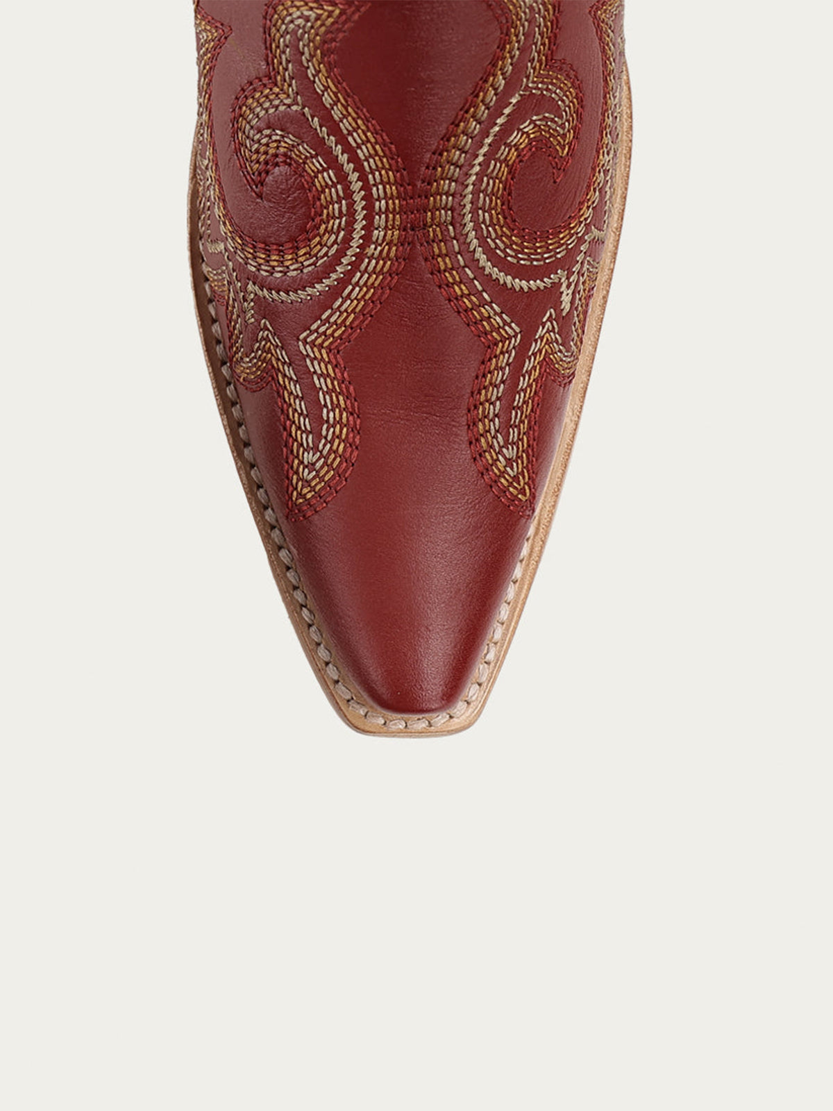 Flames Embroidery Snip-Toe Sleek Mid Calf Cowgirl Boots - Red