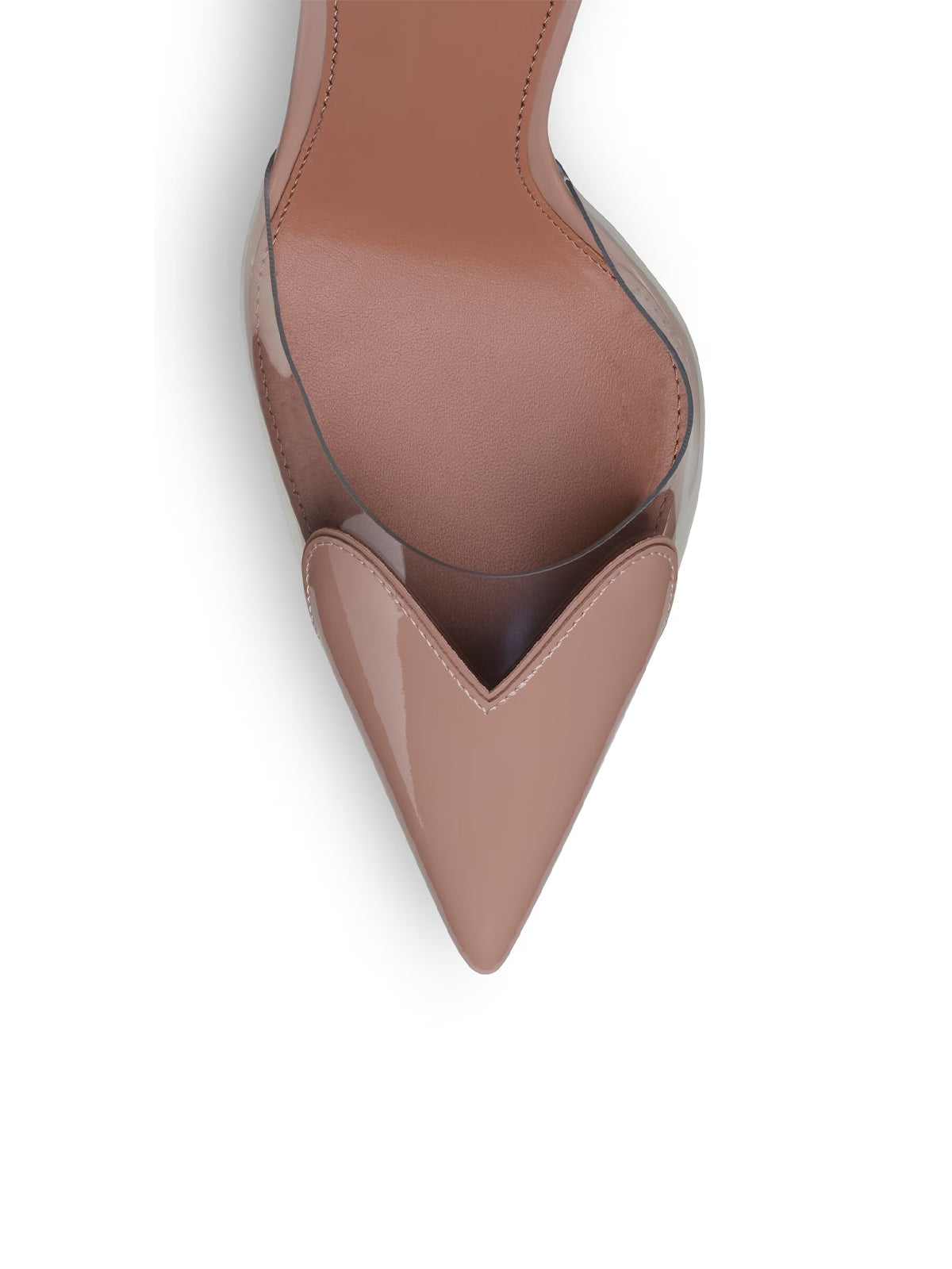 Patent Khaki And TPU Transparent Film Pointed-Toe Slip-On High Heels
