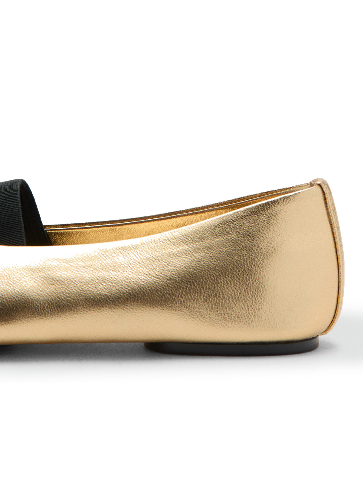 Metallic Gold Square-Toe Bridge Strap Stylish Flats