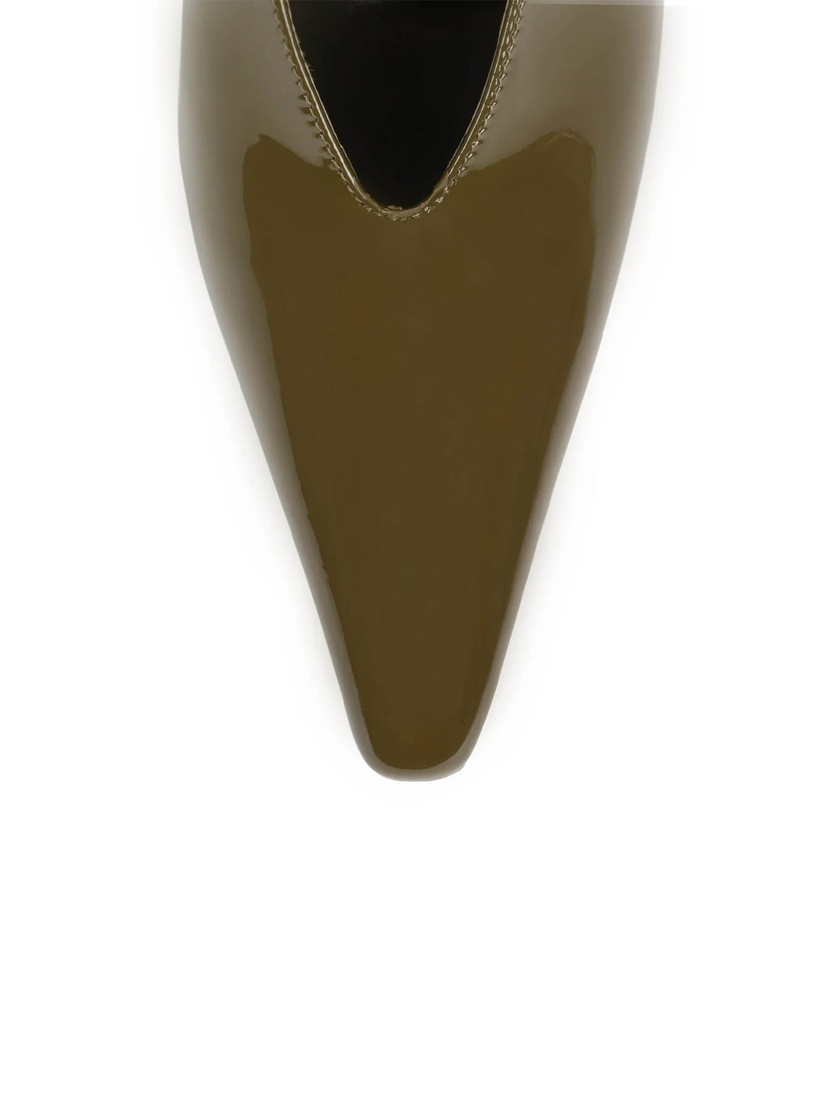 Green Patent Pointed-Toe Thick Slingback High Heels Pumps