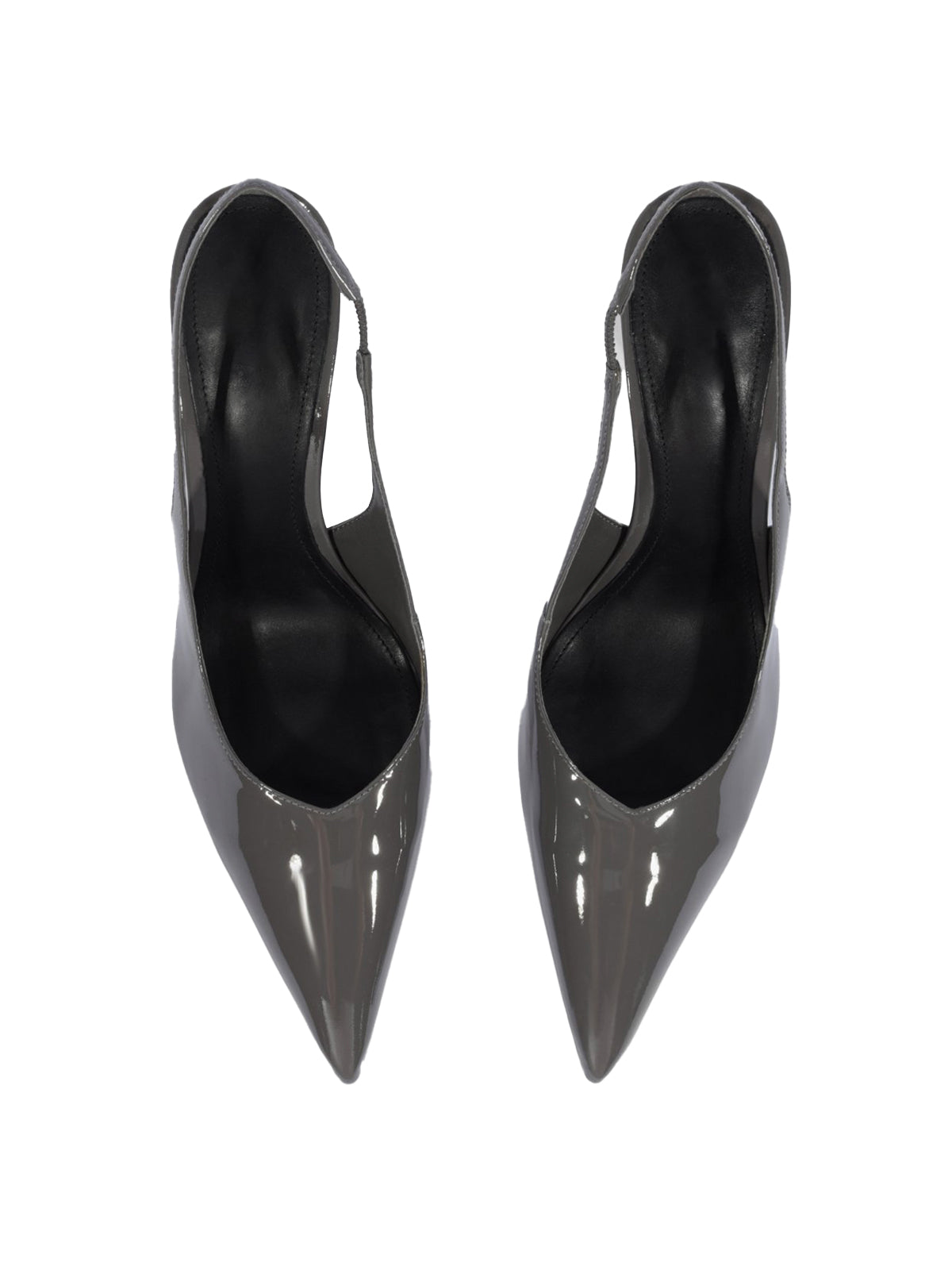 Slingback Pointed-Toe Simple Kitten Heels - Patent Gray
