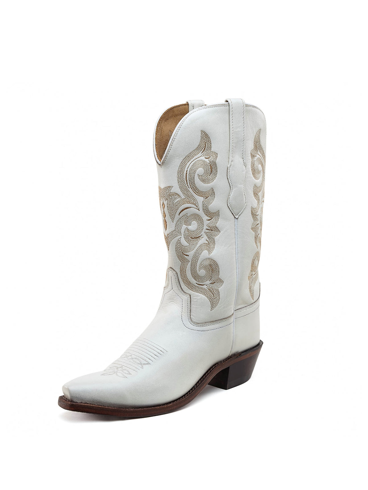 White Snip-Toe Exquisite Embroidery Cowgirl Mid Calf Western Boots