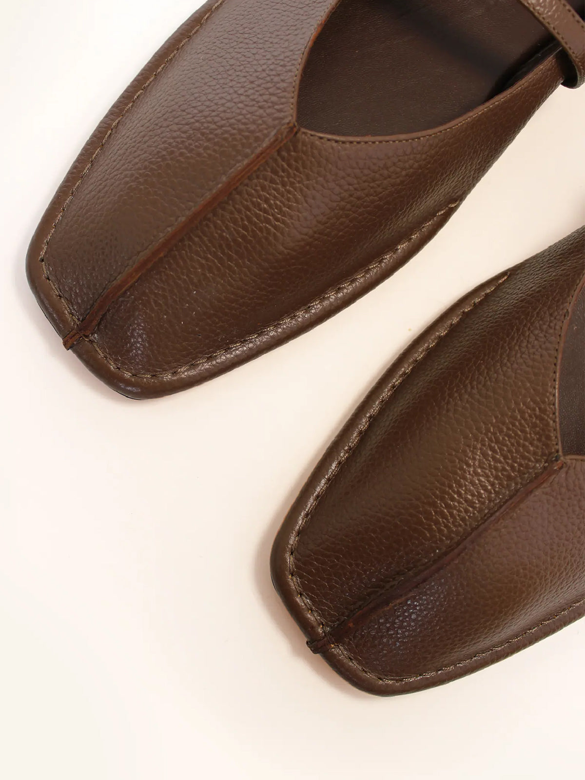 Dark Brown Square-Toe Buckle Middle And Ankle Strap Chic Flats