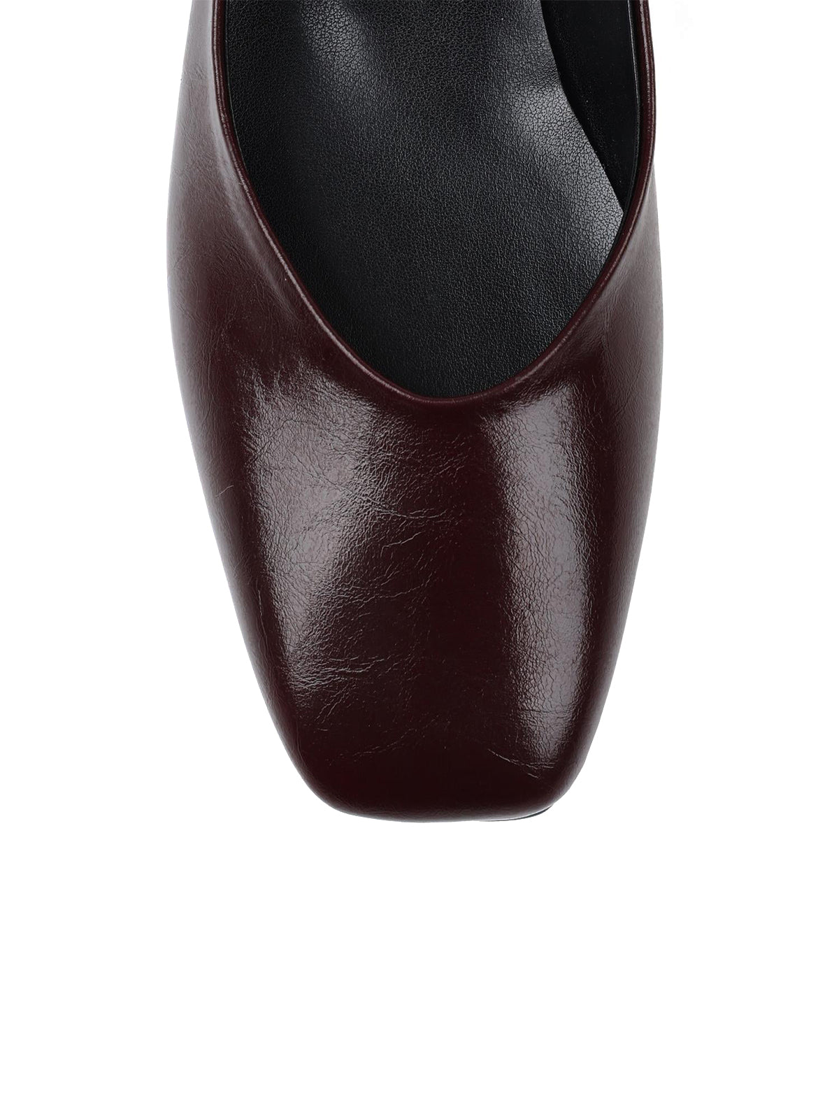 Burgundy Square-Toe Buckle Bridge Strap Stylish Ballet Flats