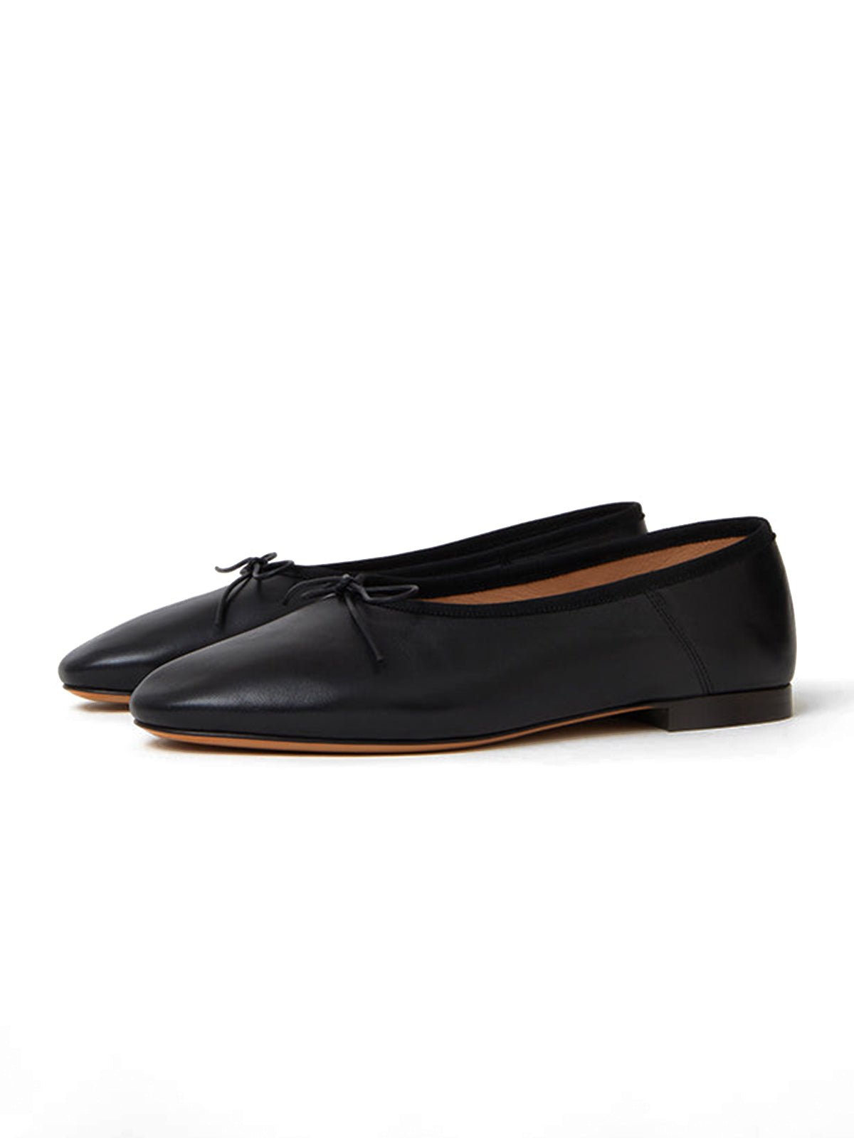 Black Round-Toe Front Chic Bow Slip-On Ballet Flats