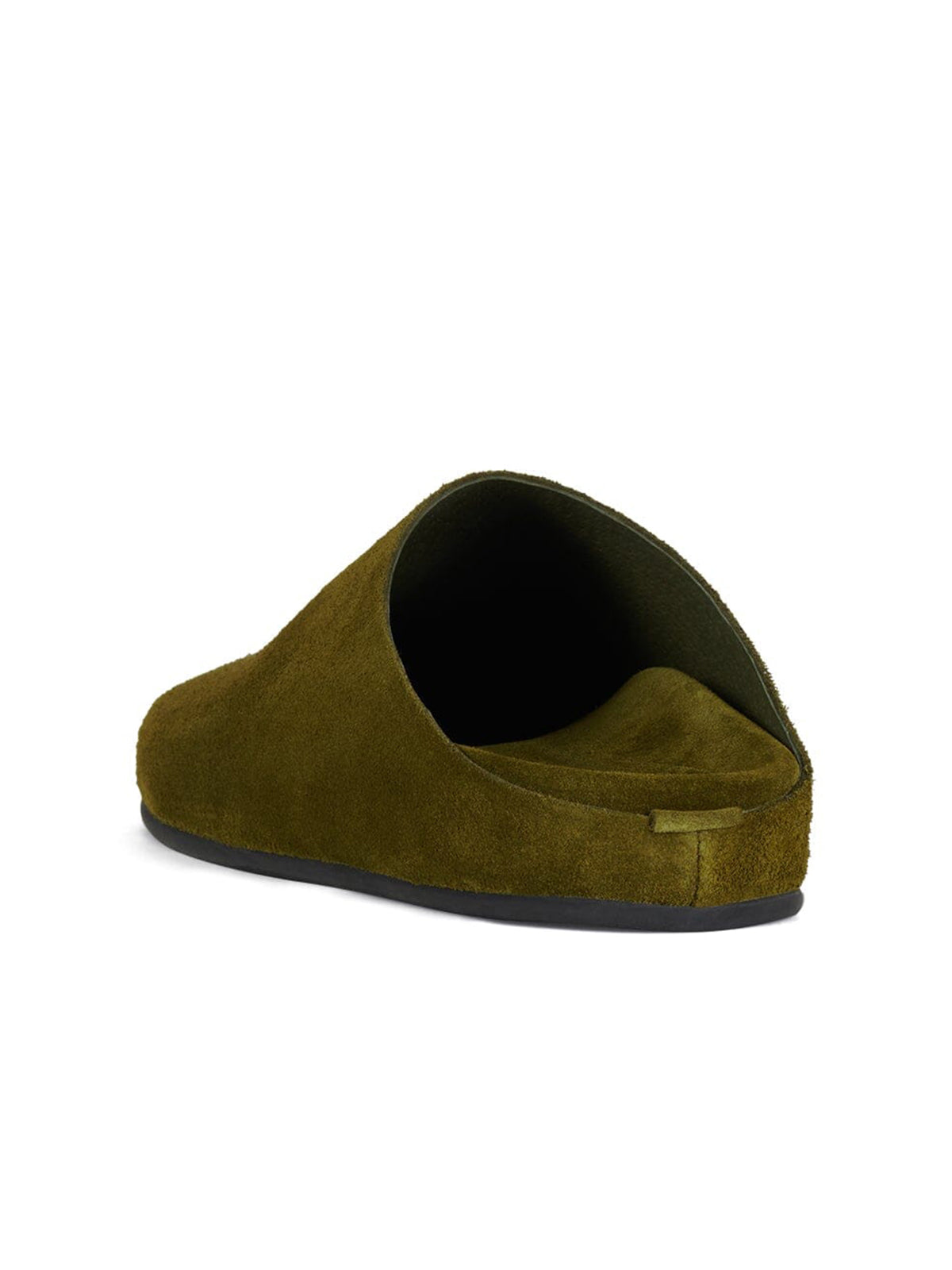 Olive Green Faux Suede Square-Toe Slip-On Simple Backless Flats