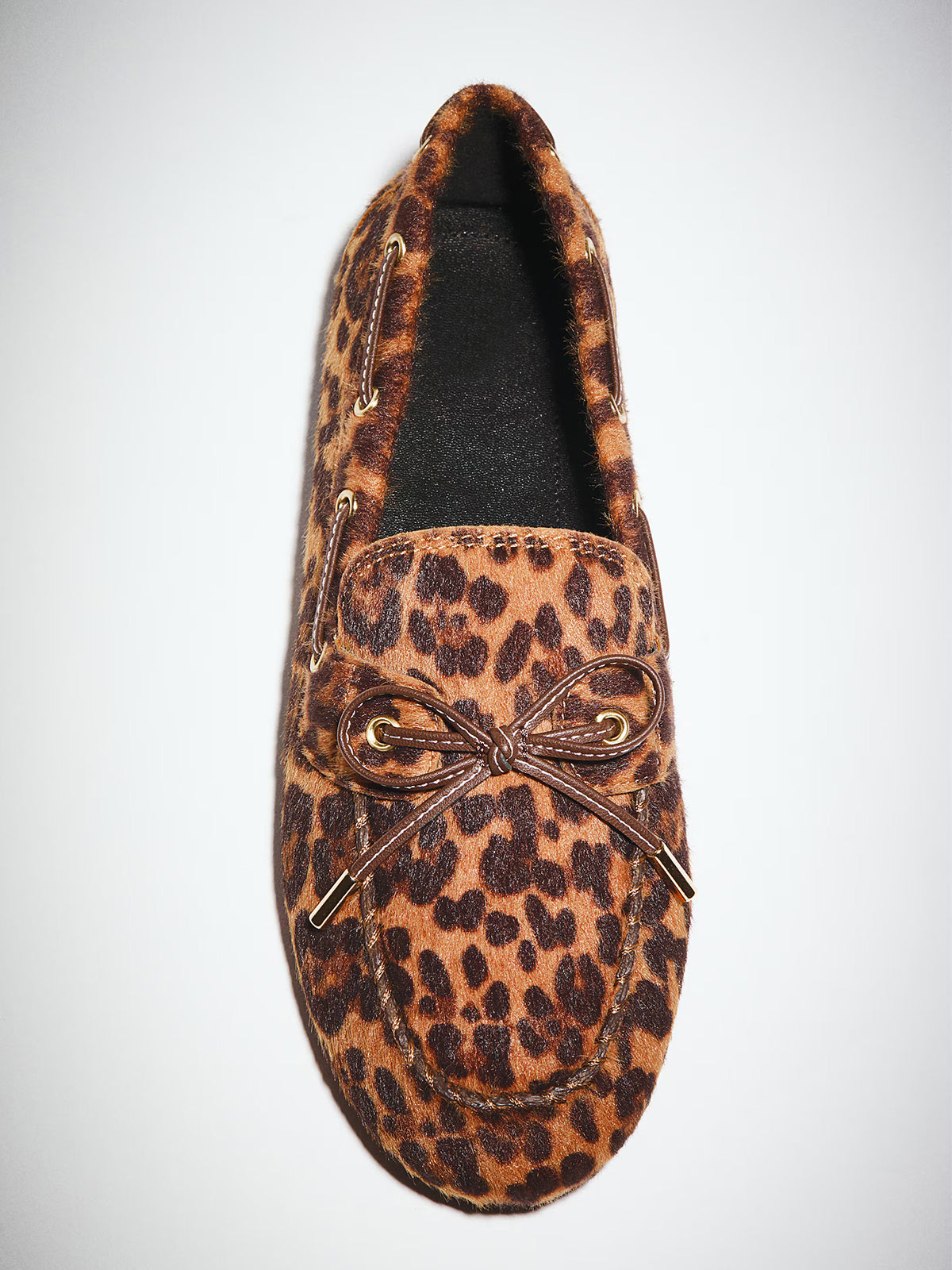 Leopard Print Round-Toe Front Chic Bow Slip-On Flats