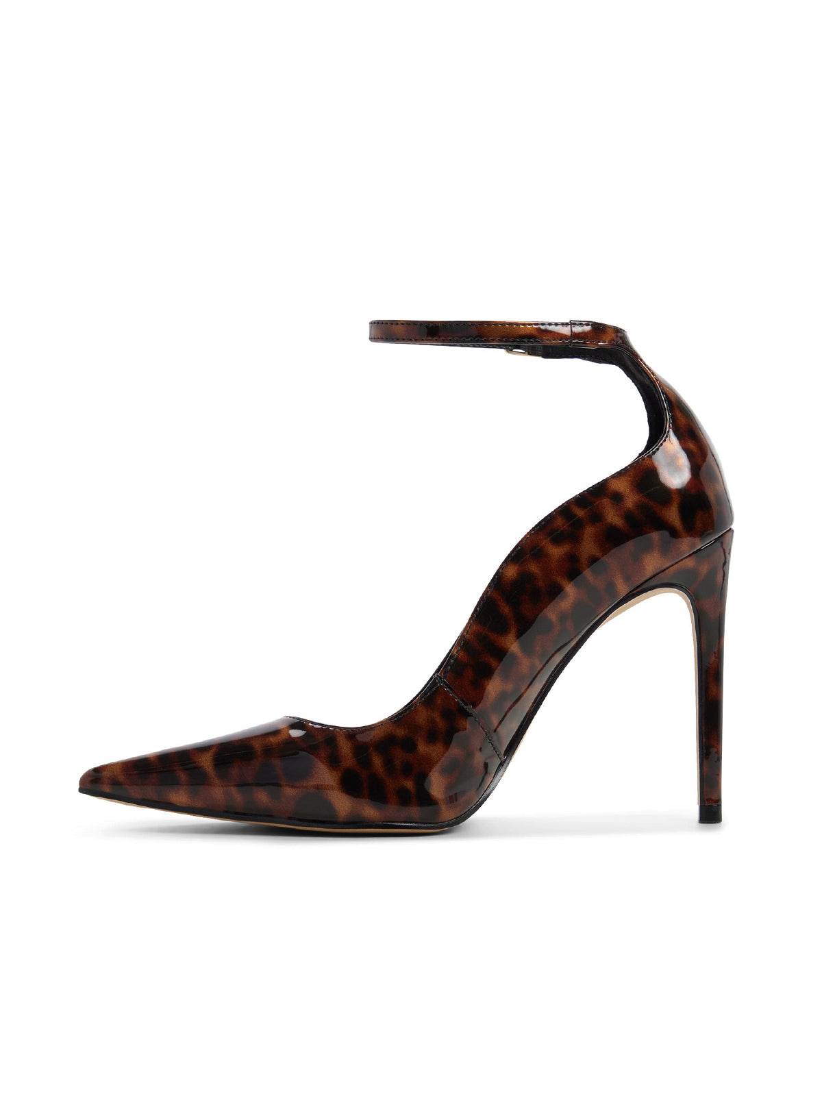 Patent Leopard Pointed-Toe Ankle Strap High Heels