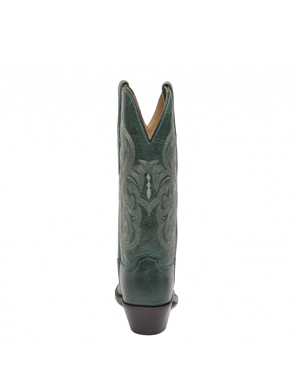 Green Snip-Toe Exquisite Embroidery Cowgirl Mid Calf Western Boots