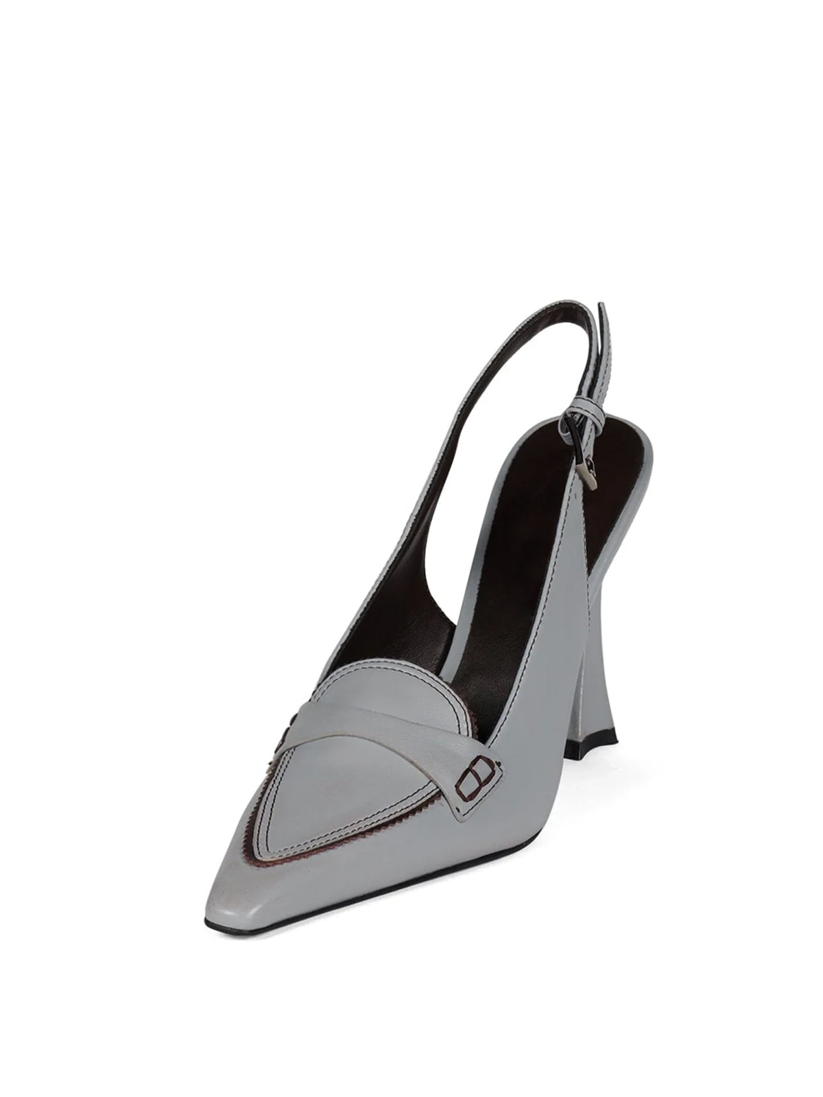 Blue Vegan Leather Pointed-Toe Slingback High Heels Pumps