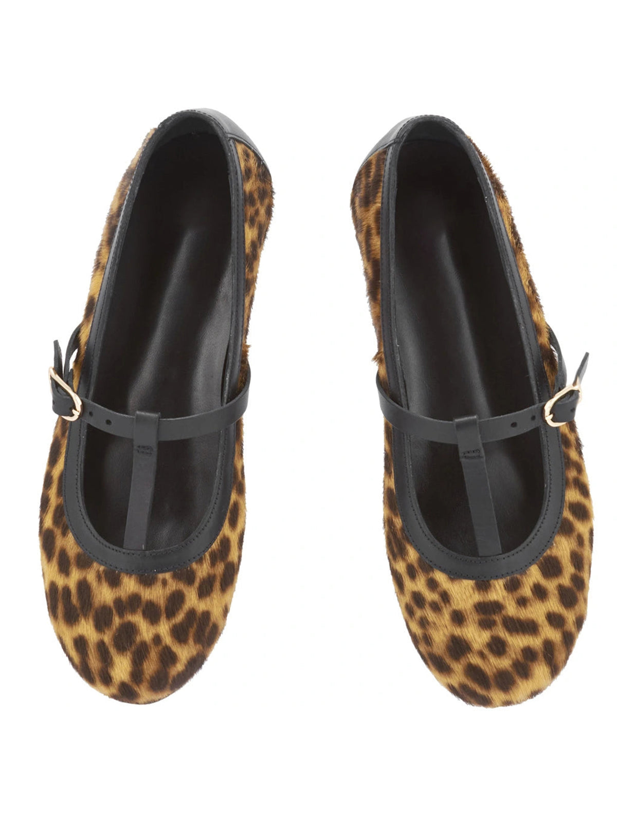 Leopard Print Round-Toe T-Strap Chic Ballet Flats