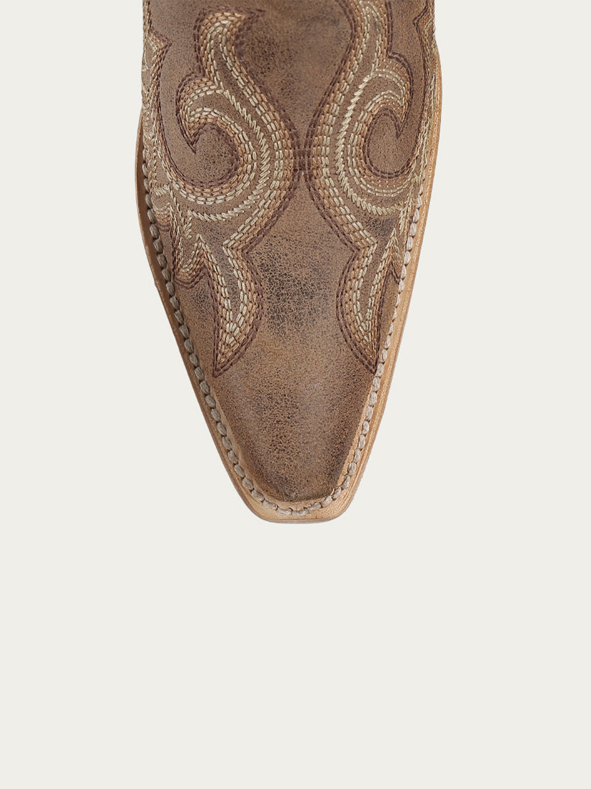 Flames Embroidery Snip-Toe Sleek Mid Calf Cowgirl Boots - Brown
