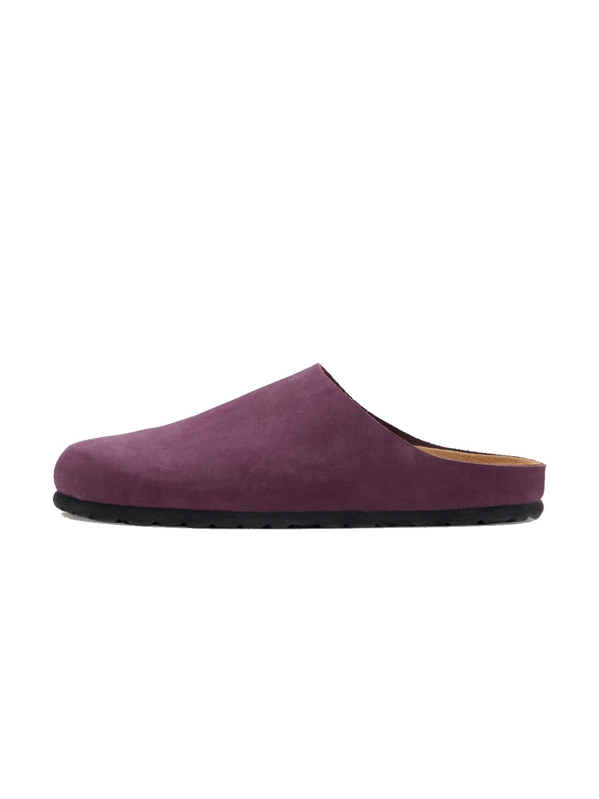 Lilac Faux Suede Round-Toe Simple Slip-On Mules Flats