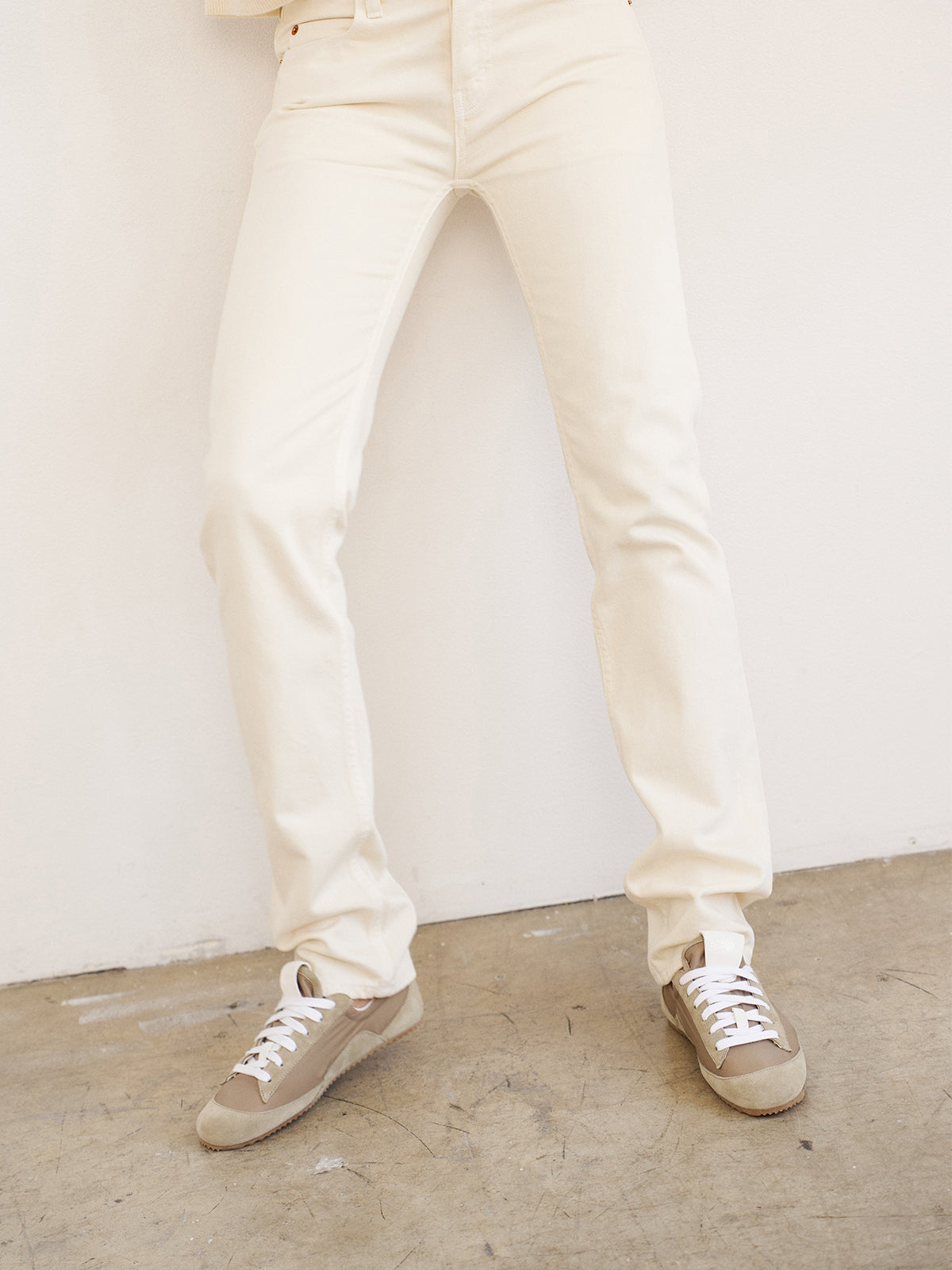 Cow Suede And Satin Round-Toe Lace-Up Chic Sneakers - Taupe