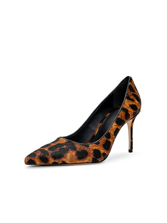 Leopard Pointed-Toe Slip-On Backless Pumps