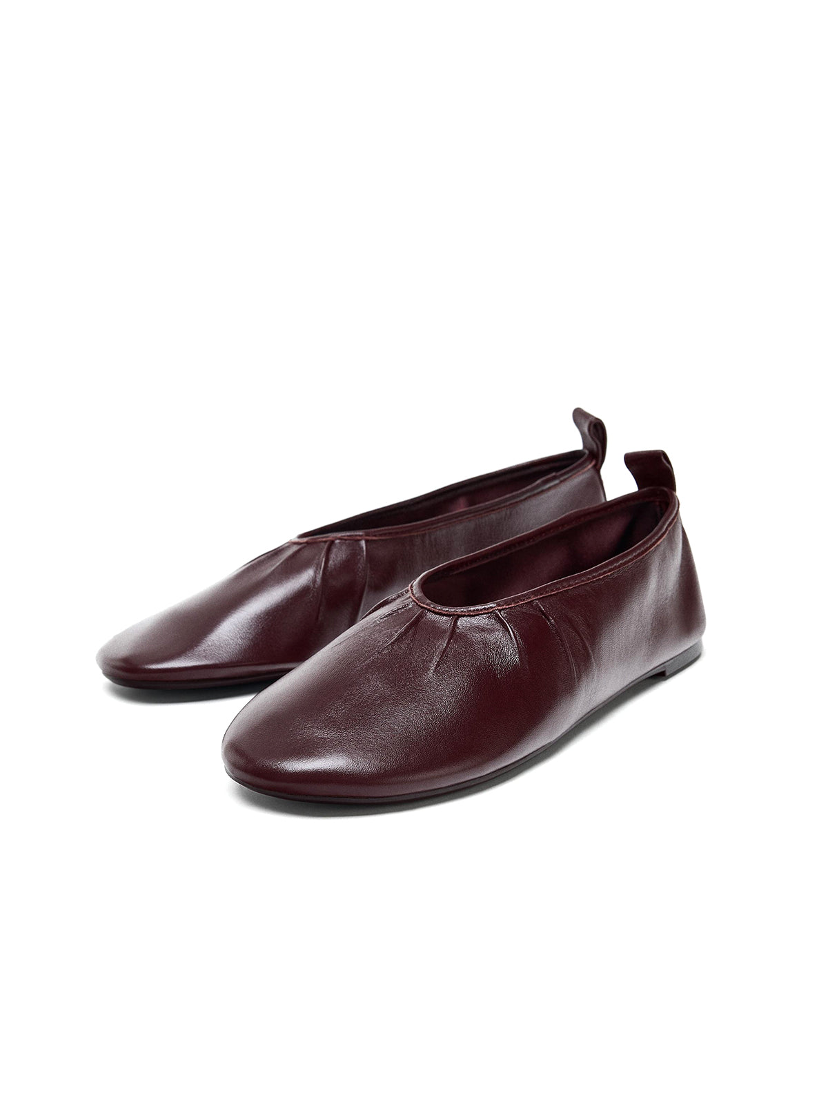 Burgundy Round-Toe Slip-On Ballet Classic Flats