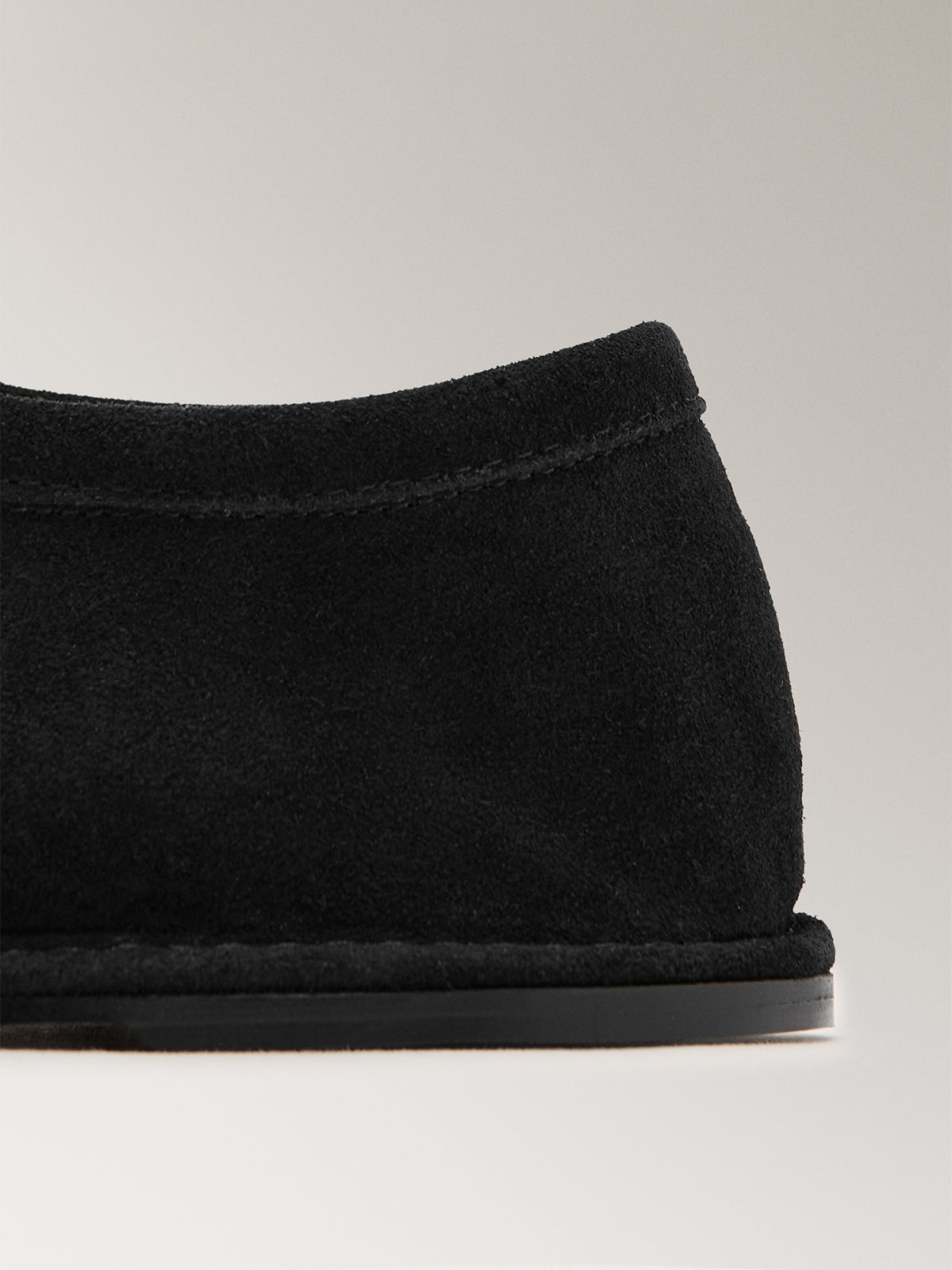 Black Faux suede Square-Toe Slip-On Flats With Bow