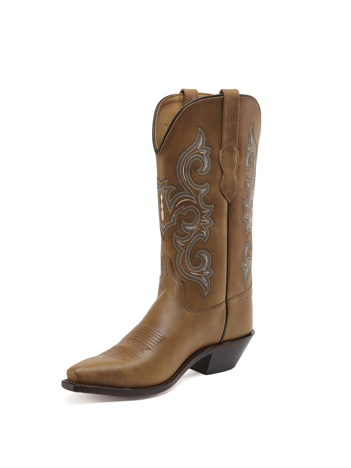 Brown Snip-Toe Exquisite Embroidery Cowgirl Mid Calf Western Boots